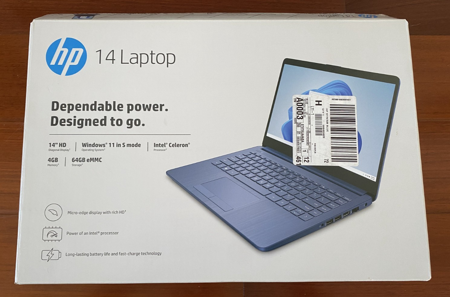 HP Laptop 14-cf2111wm 14″ HD Celeron N4120 4GB 64GB eMMC Win11 S Blue