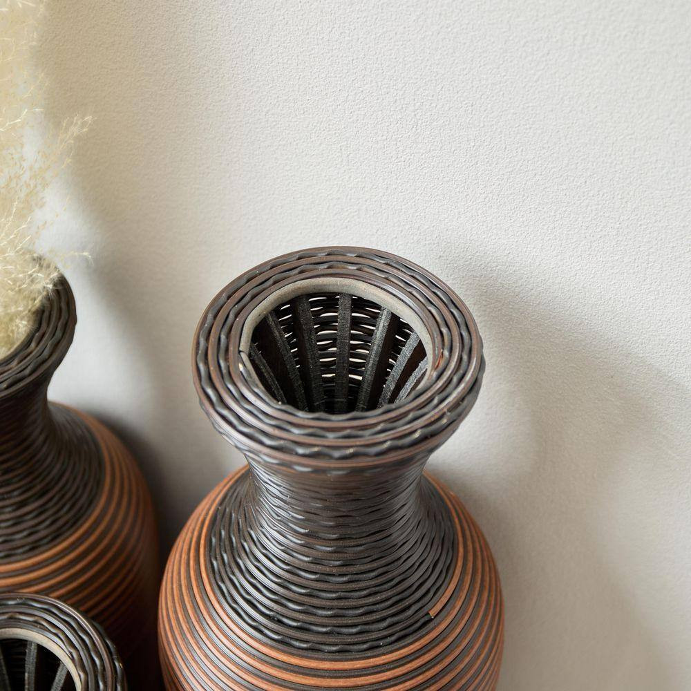 Classic Neat 28 In. Brown Black Cylinder PVC Floor/Desktop Decorative Vase Artif