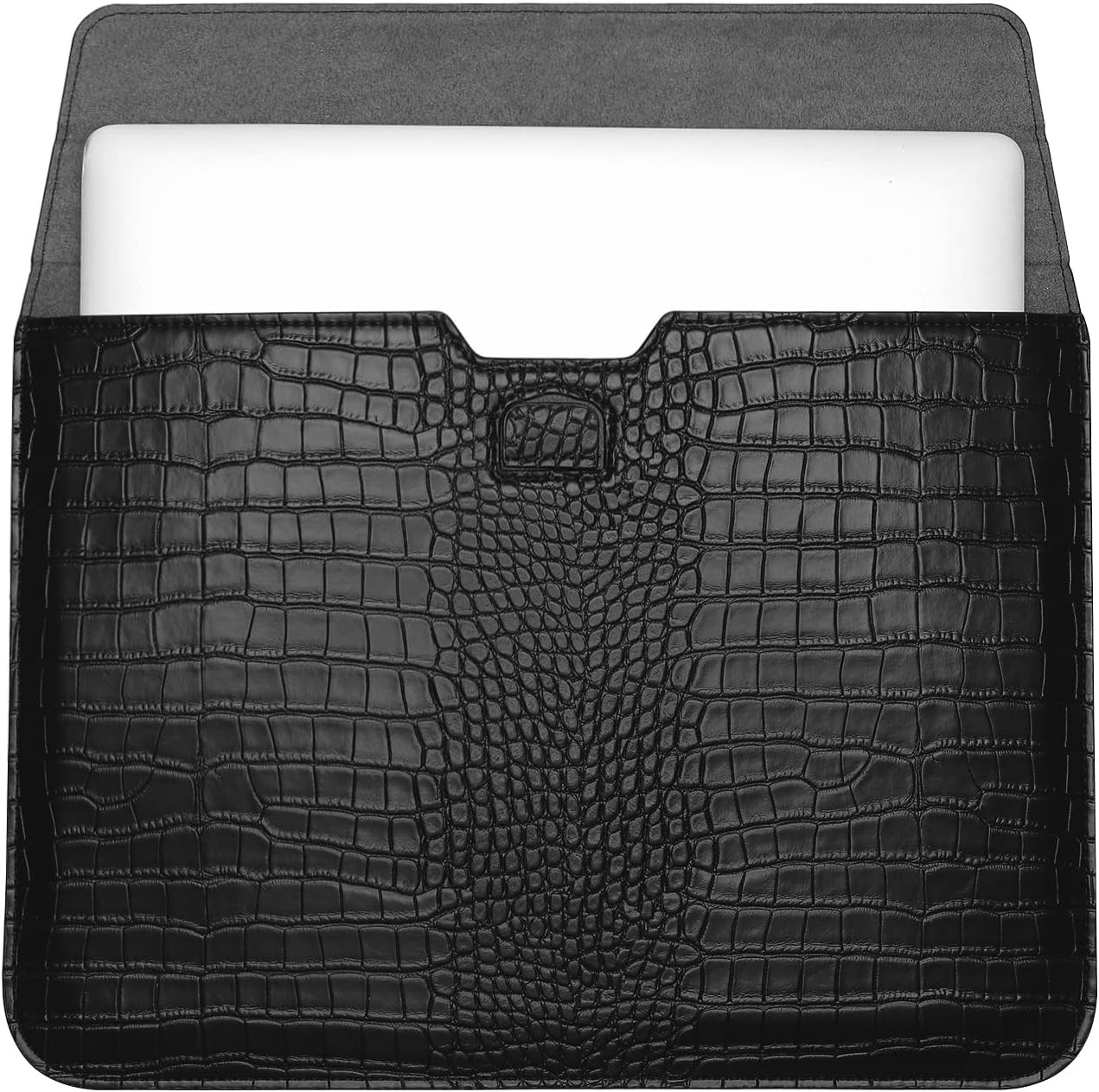 Sleeve for 13 inch Laptop, Crocodile Grain PU Leather Flap Case Bag, Black