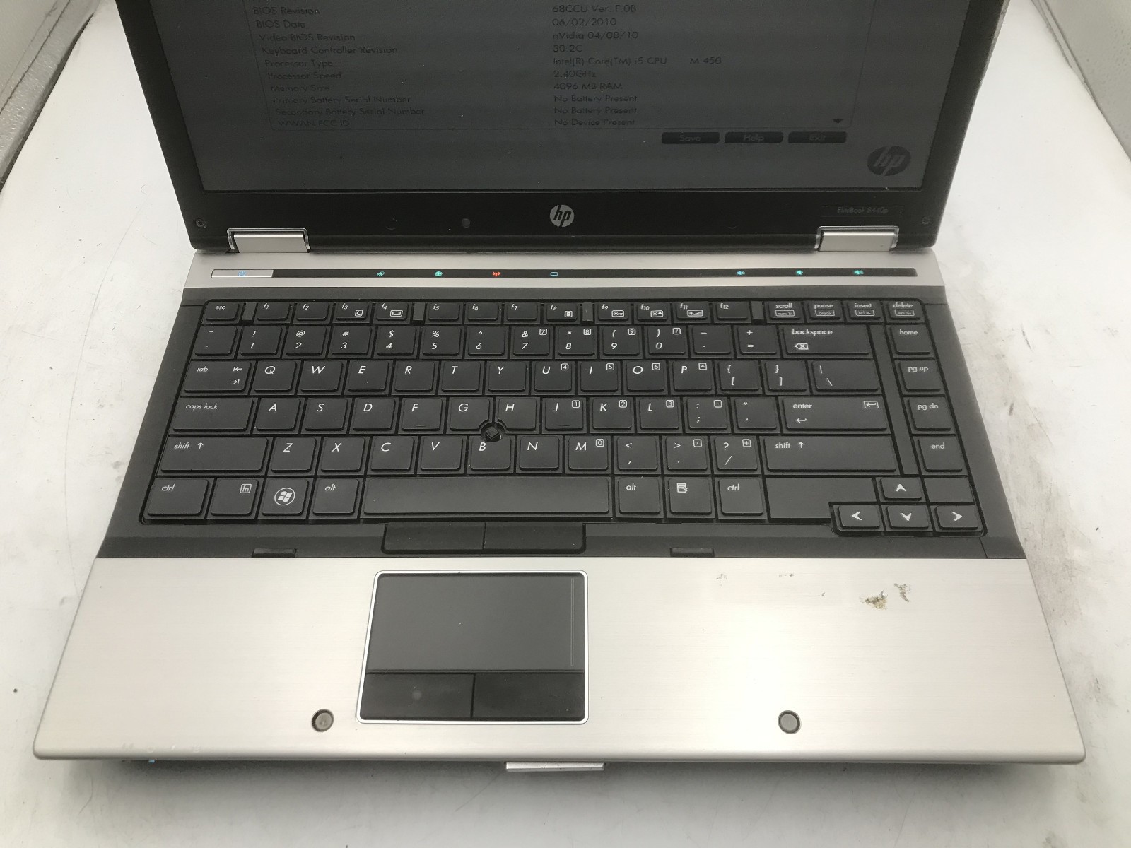 HP PROBOOK 8440P – BOOTS TO BIOS – INTEL I5 M540 – 4GB RAM – NO OS – READ – BB!!