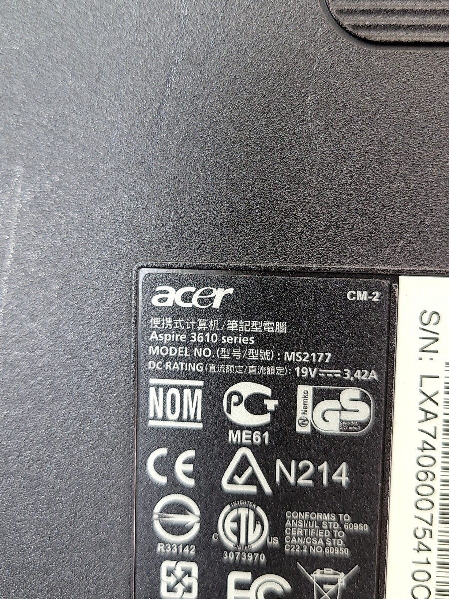 ACER ASPIRE 3610 PC Laptop INTEL CELERON M 512MB SEE NOTES