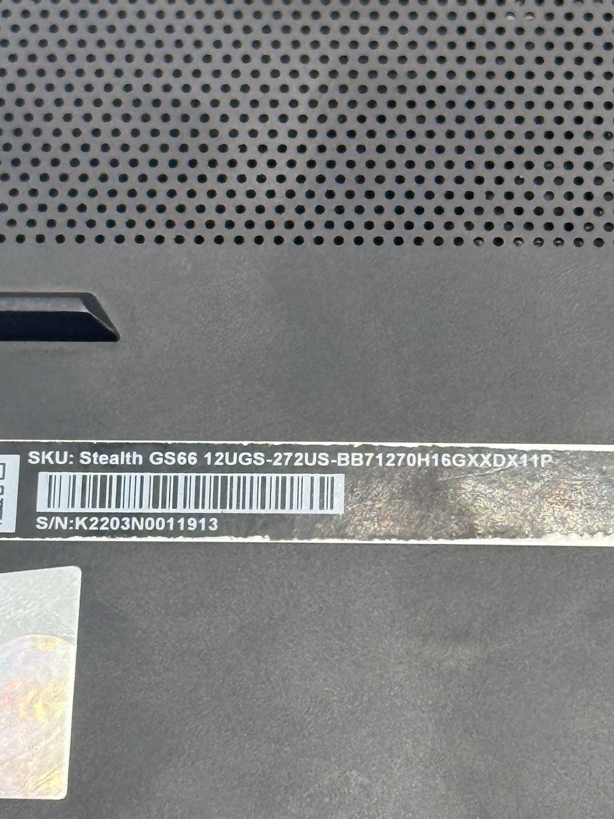 MSI Stealth GS66 12UGS i7-12700H Geforce RTX 3070 TI GPU READ