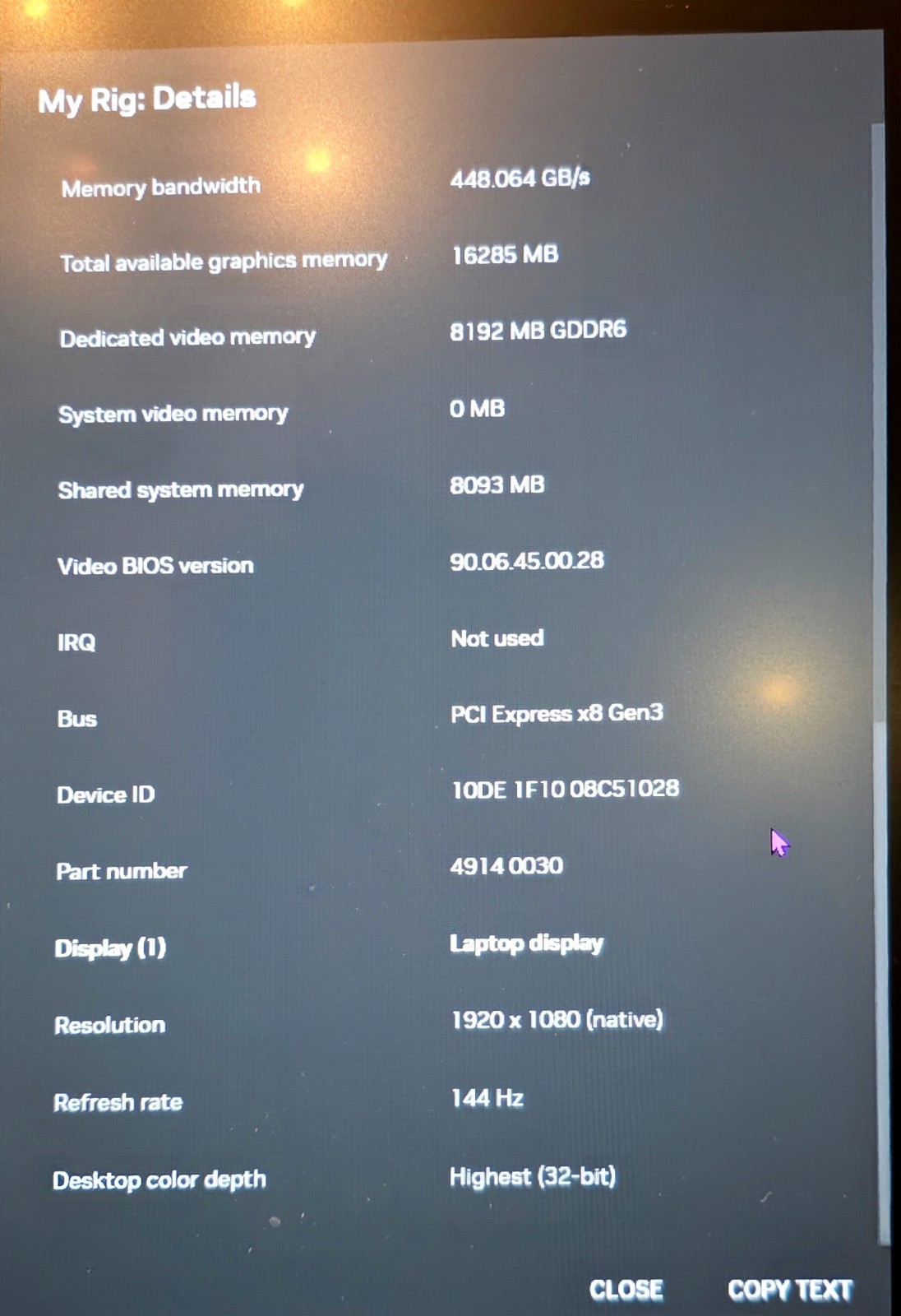 Alienware Area-51m R1 i7-9700K RTX 2070 16GB 256GB SSD 144Hz Excellent