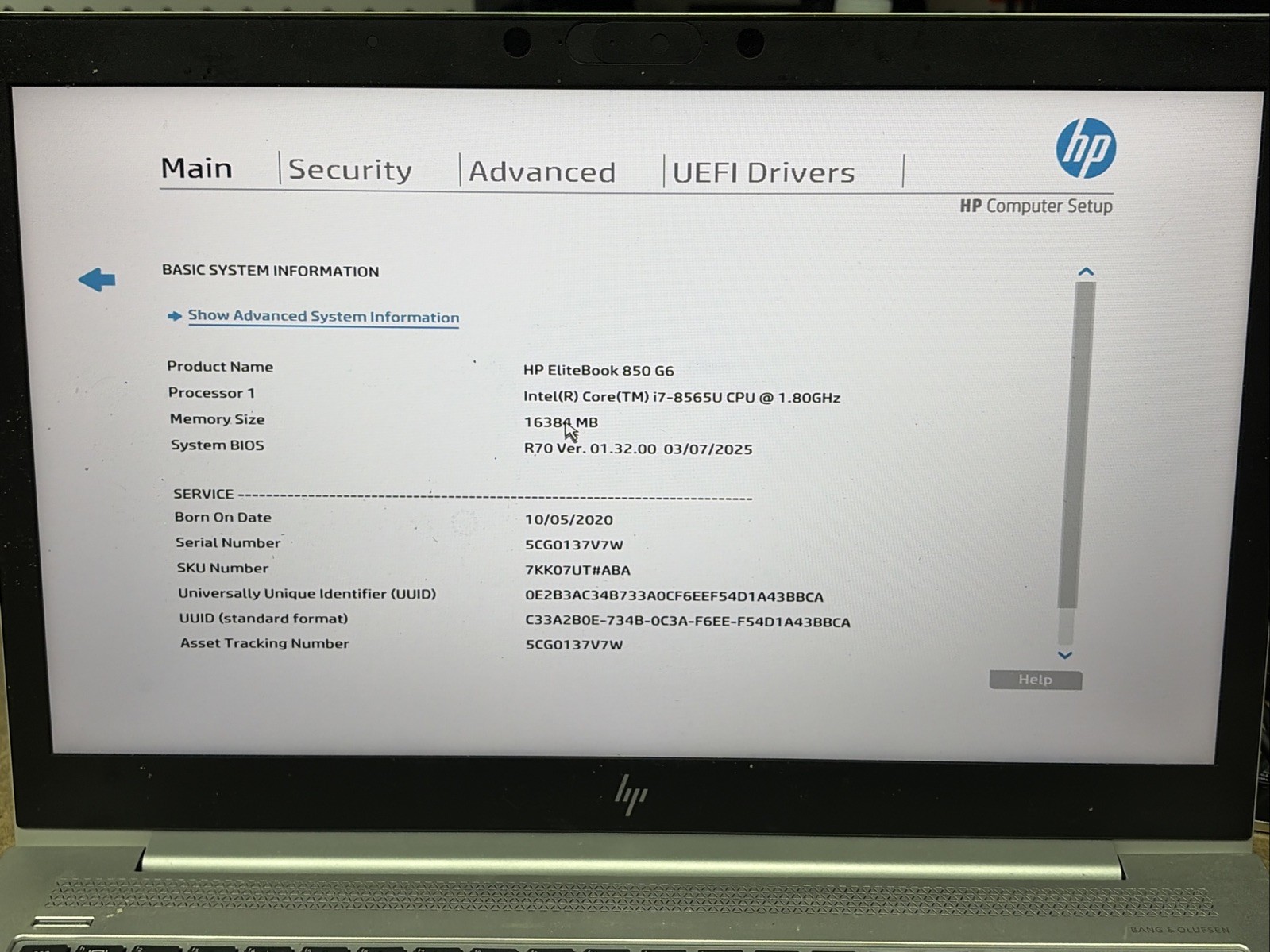 HP EliteBook 850 G6 15.6″ FHD i7-8565U 16GB RAM No Battery/OS/SSD