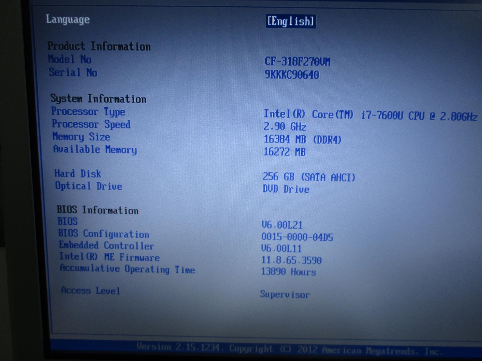 Panasonic Toughbook CF-31 MK6 i7-7600U 2.8Ghz 16GB 256GB Wi-Fi GPS LTE DVD-read