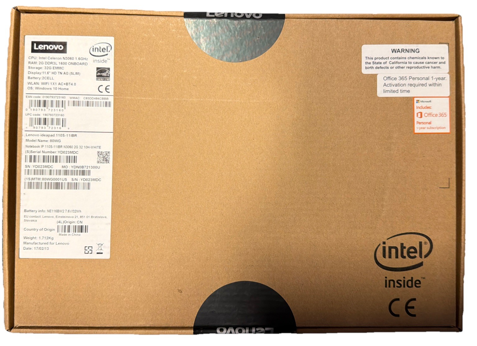 Lenovo IdeaPad 110S 11IBR 11.6 Inch Laptop White Notebook Notebook/Laptop