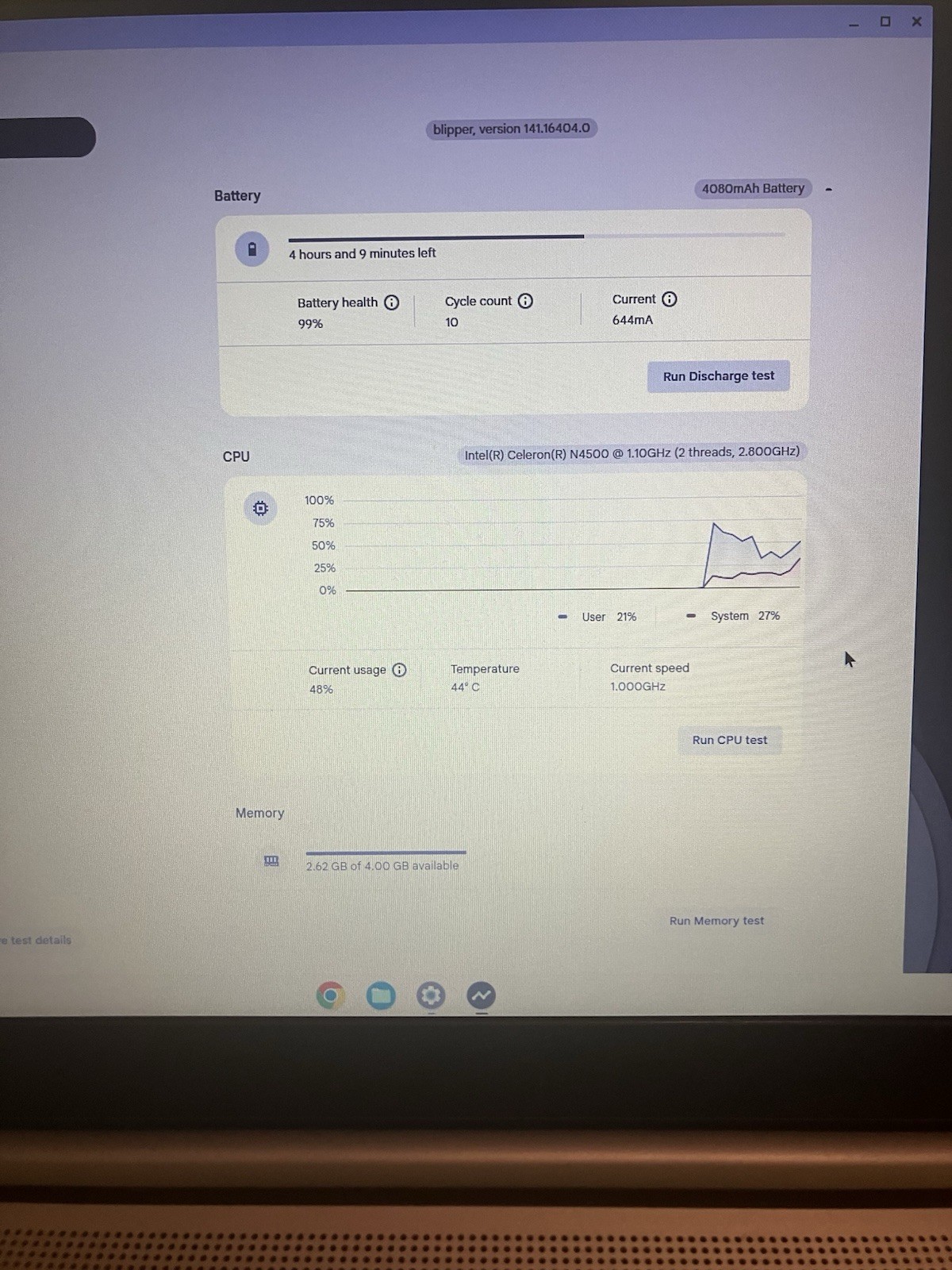 Lenovo IdeaPad 3 Chromebook 15IJL6, Battery health 99%, only 10 charge cycles