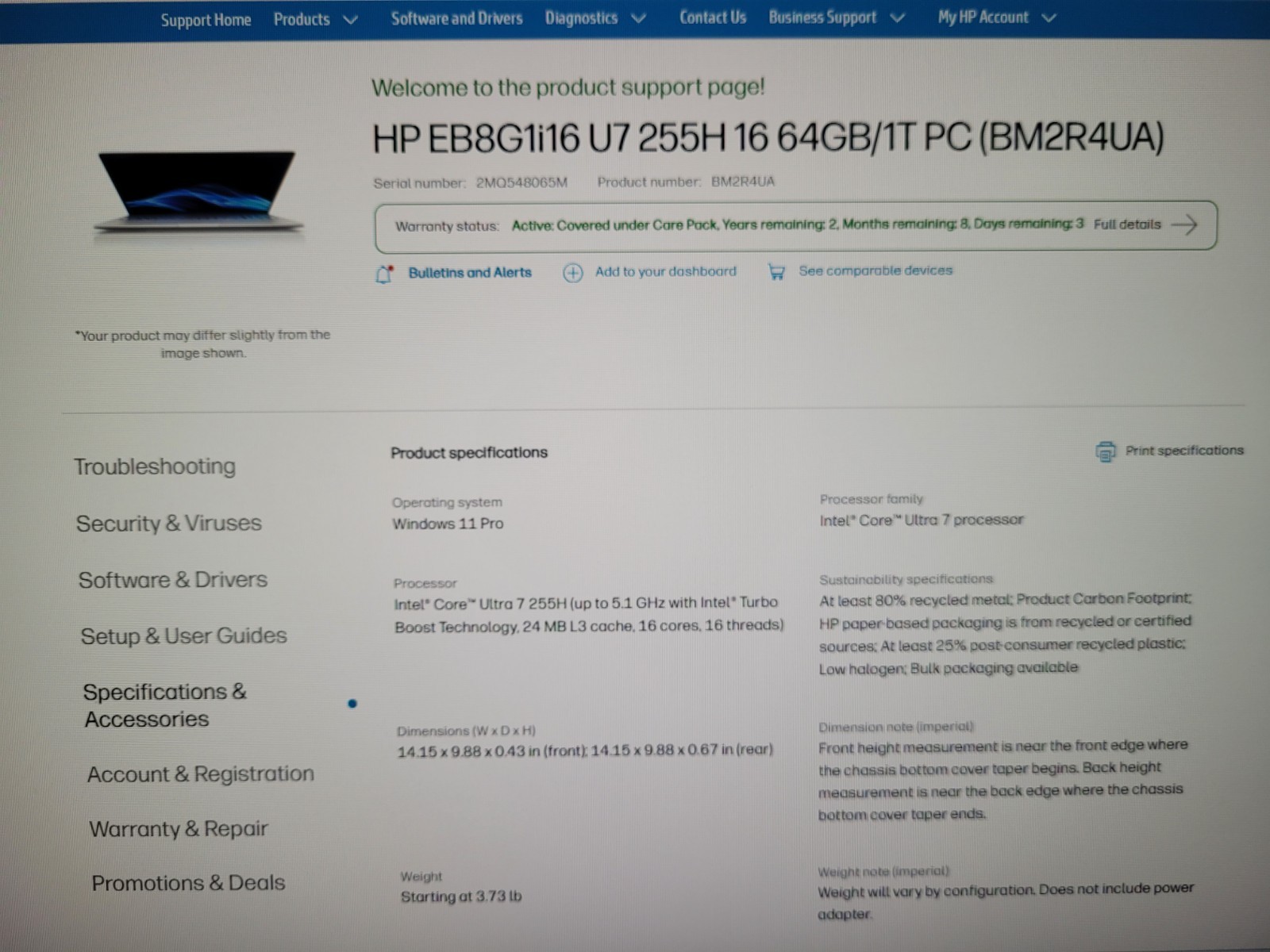 HP EliteBook 8 G1i 16 TOUCH Ultra 7 255H (16-Core) 64GB DDR5 1TB SSD UWT 2029/3