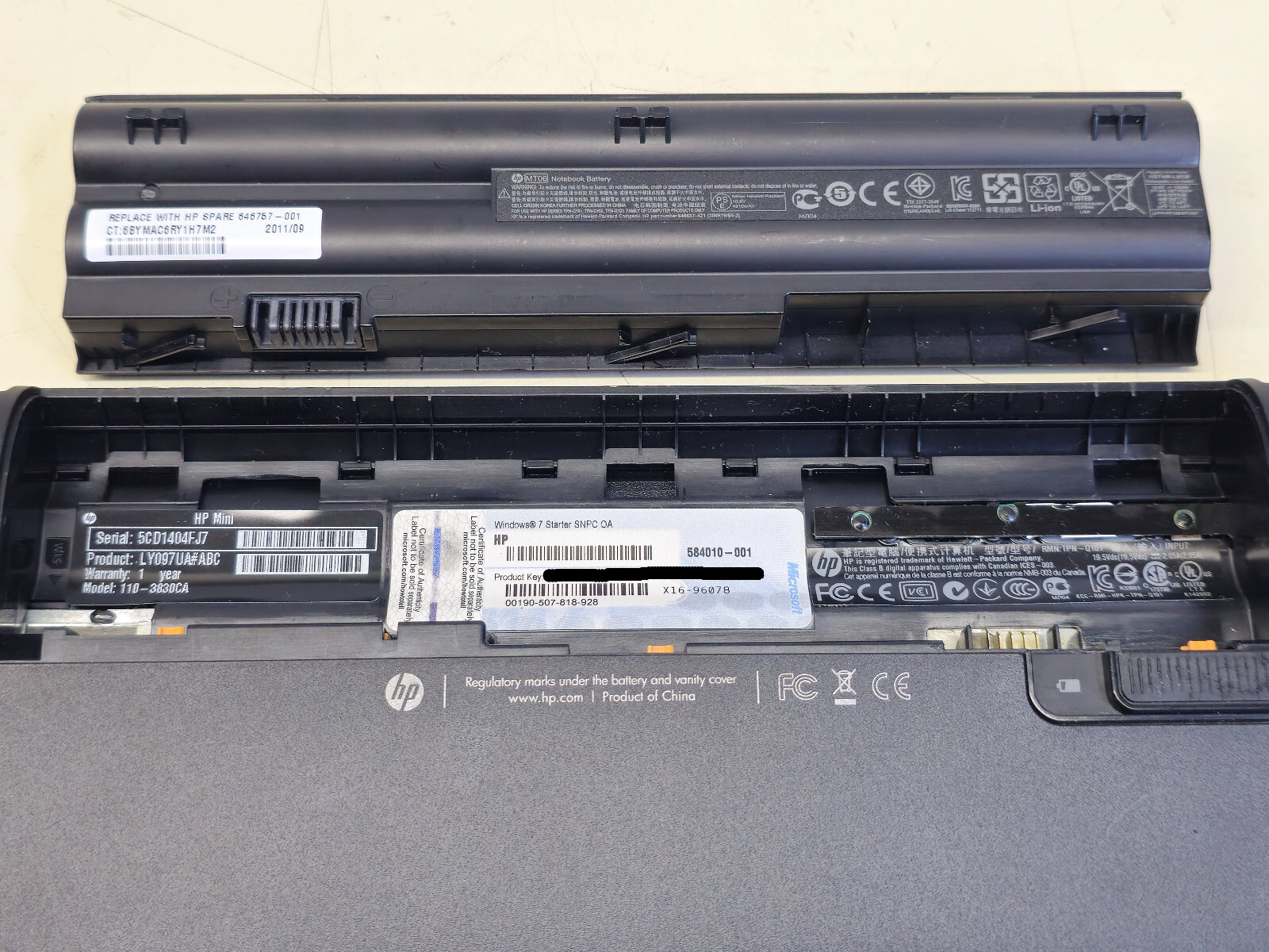 HP Mini 110-3830CA 10.1″ Atom N455 + 2GB + 120GB SSD Windows 7 Starter TESTED