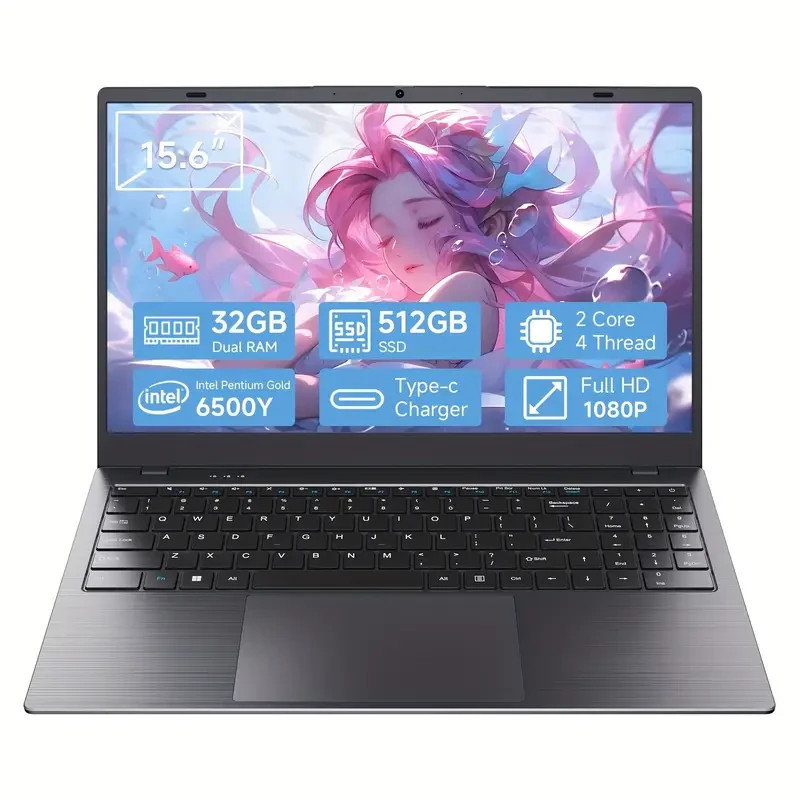 RNRUO 15.6-inch Ultra-thin Lightweight Office And Study Laptop