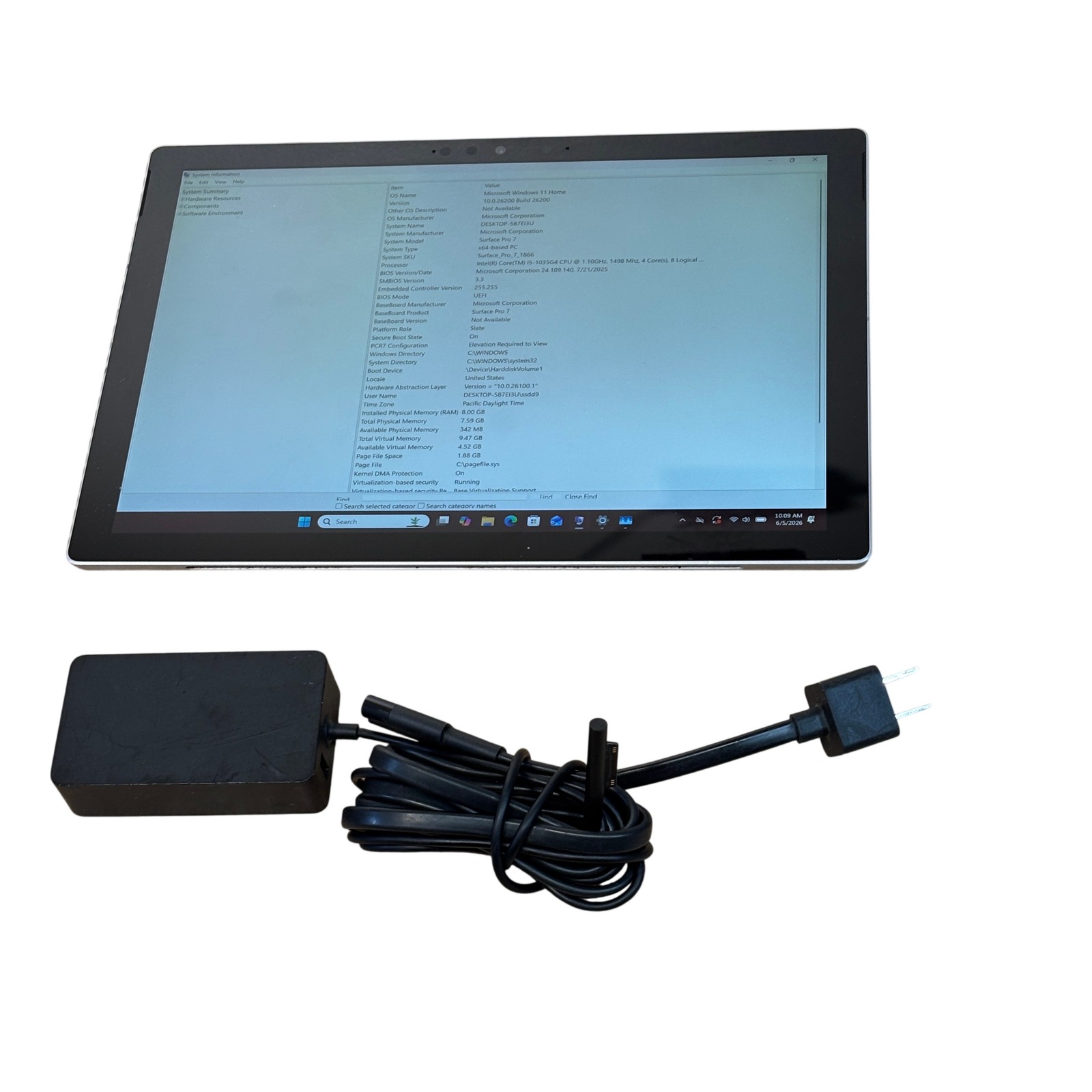 Microsoft Surface Pro7 1866 Intel Core i5-1034G4 1.10GHz 8GB RAM 256GB SSD 12.3″