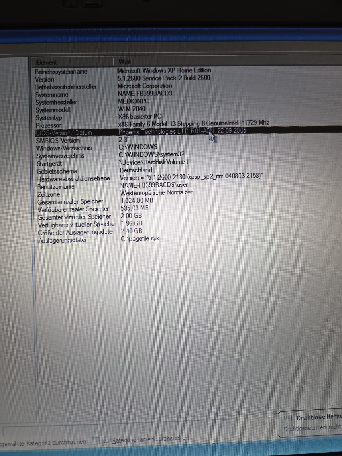 Retro Medion MD95800 Pentium M 1.73GHz ATI X700 XL Windows XP DVI