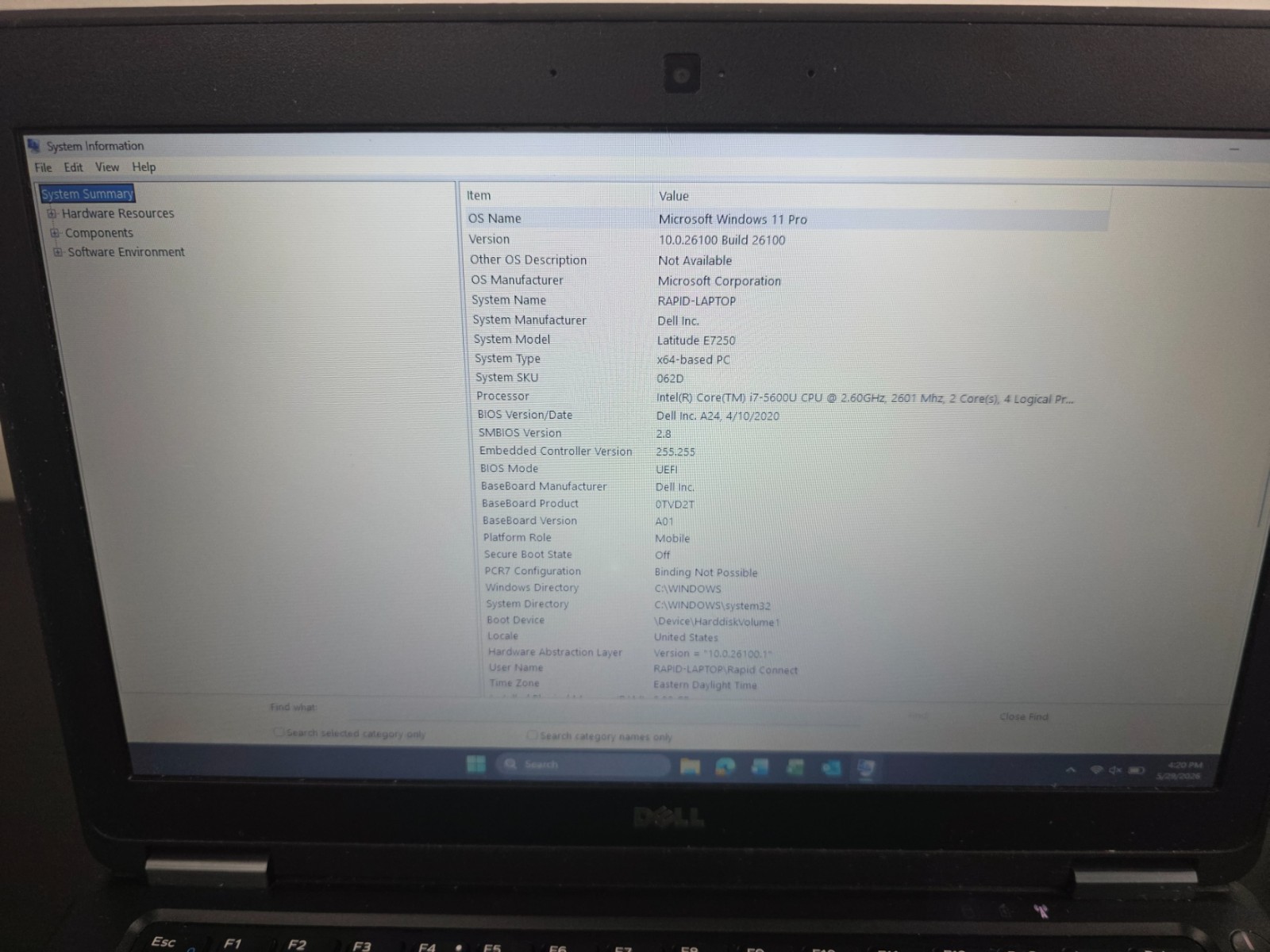 Dell Latitude E7250 i7-5600U 8GB RAM 256GB SSD 12.5″ Win11 Pro Charger