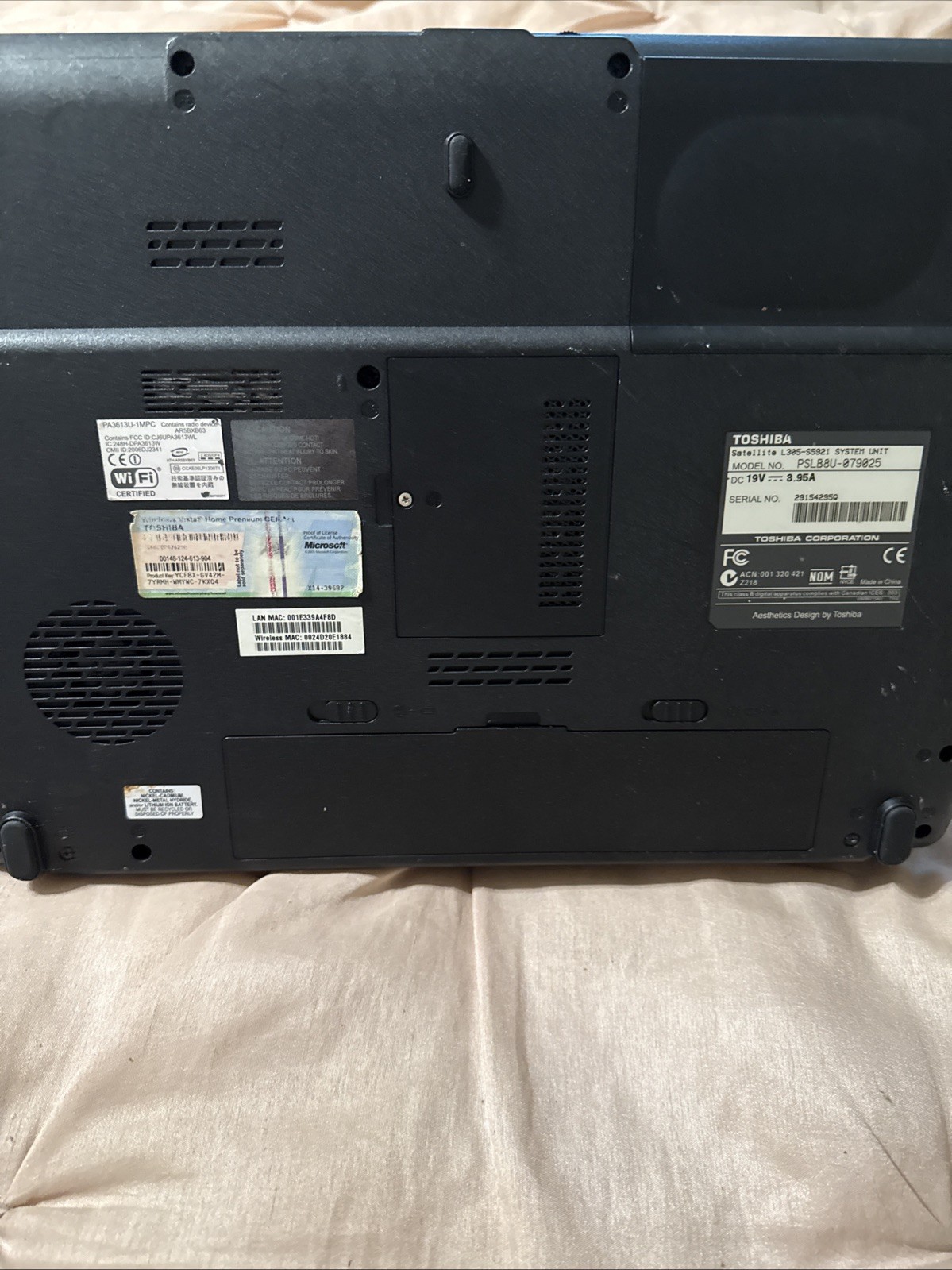 Toshiba Intel Pentium Laptop PSLB8U-079025 Satellite L305-S5921 System Unit