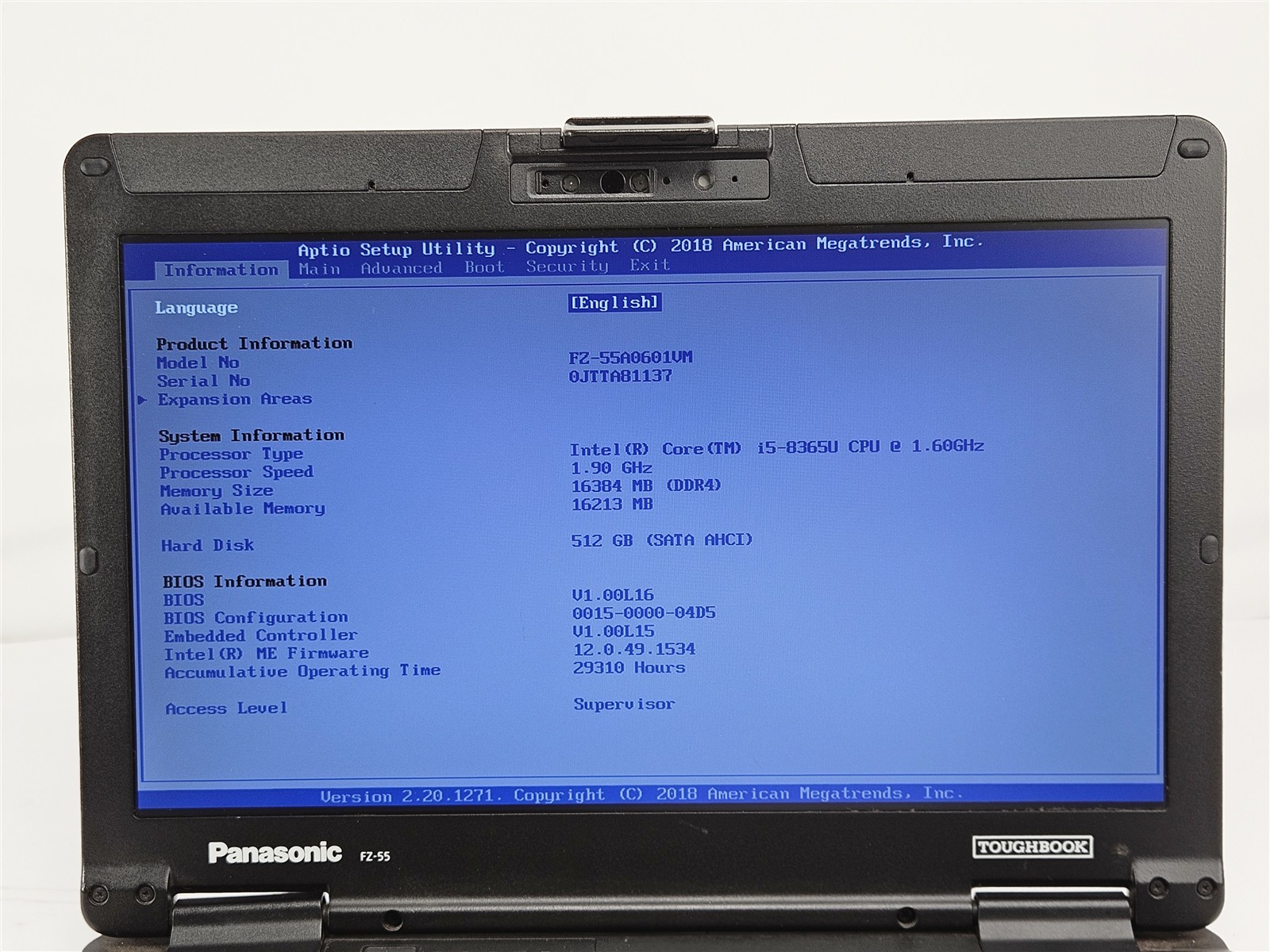 Panasonic Toughbook FZ-55 MK1 14″ i5-8365U 512GB SSD 16GB RAM Silver Laptop