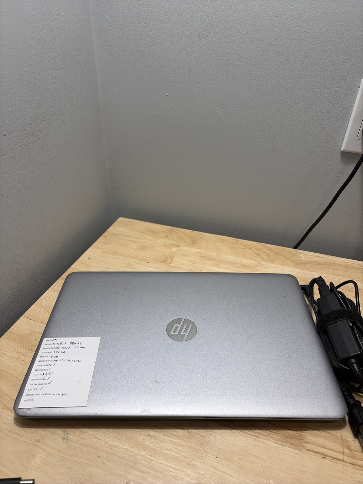 HP Elitebook 850 G4 Core i7-7500U 2.7GHZ 8GB, 256GB SSD, WCam, Touch, W11 Cord