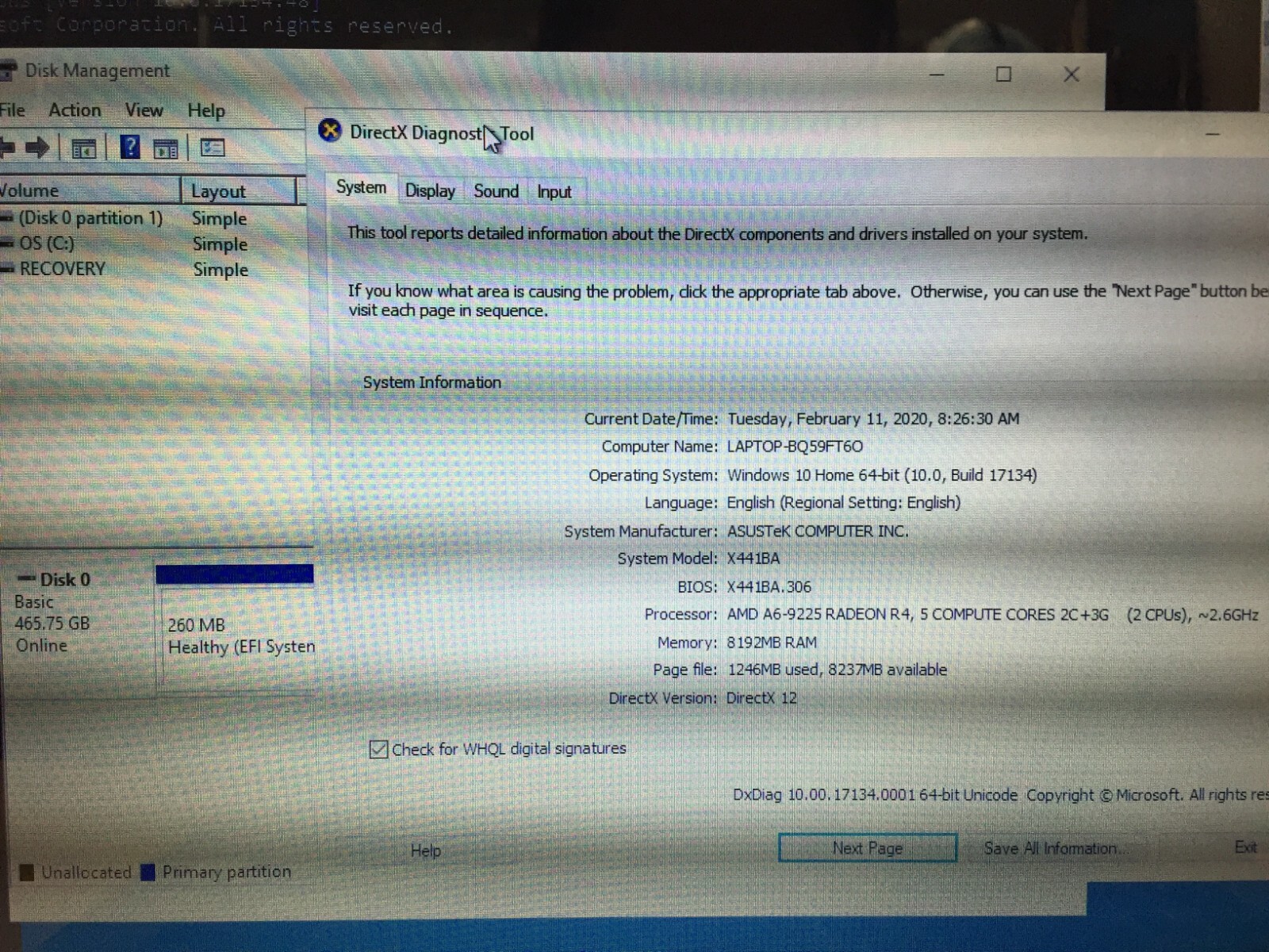 *Bad Battery* ASUS X441BA-CBA6A 14″ Laptop/AMD A6-9225/8GB RAM/500GB HDD/Win10