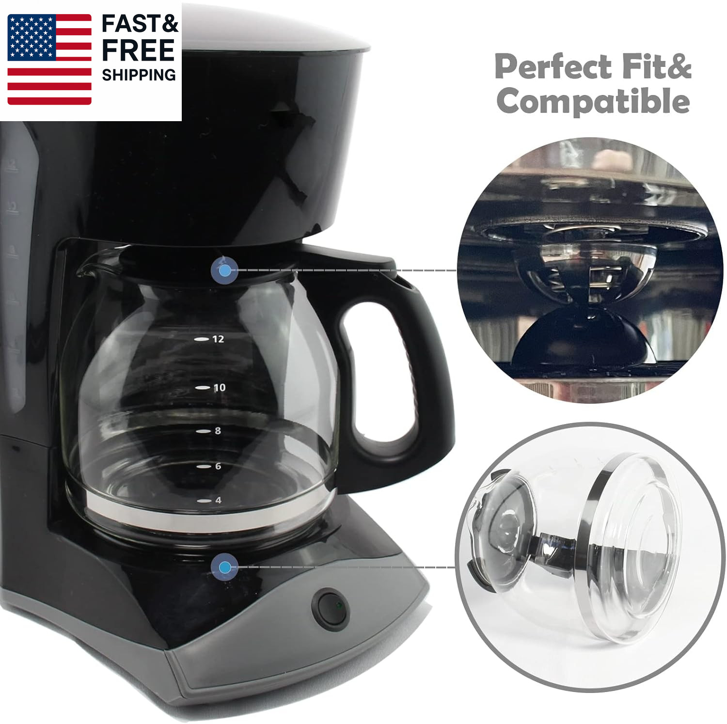 12-Cup Replacement Coffee Carafe Compatible with Mr. Coffee Coffee Maker Pot