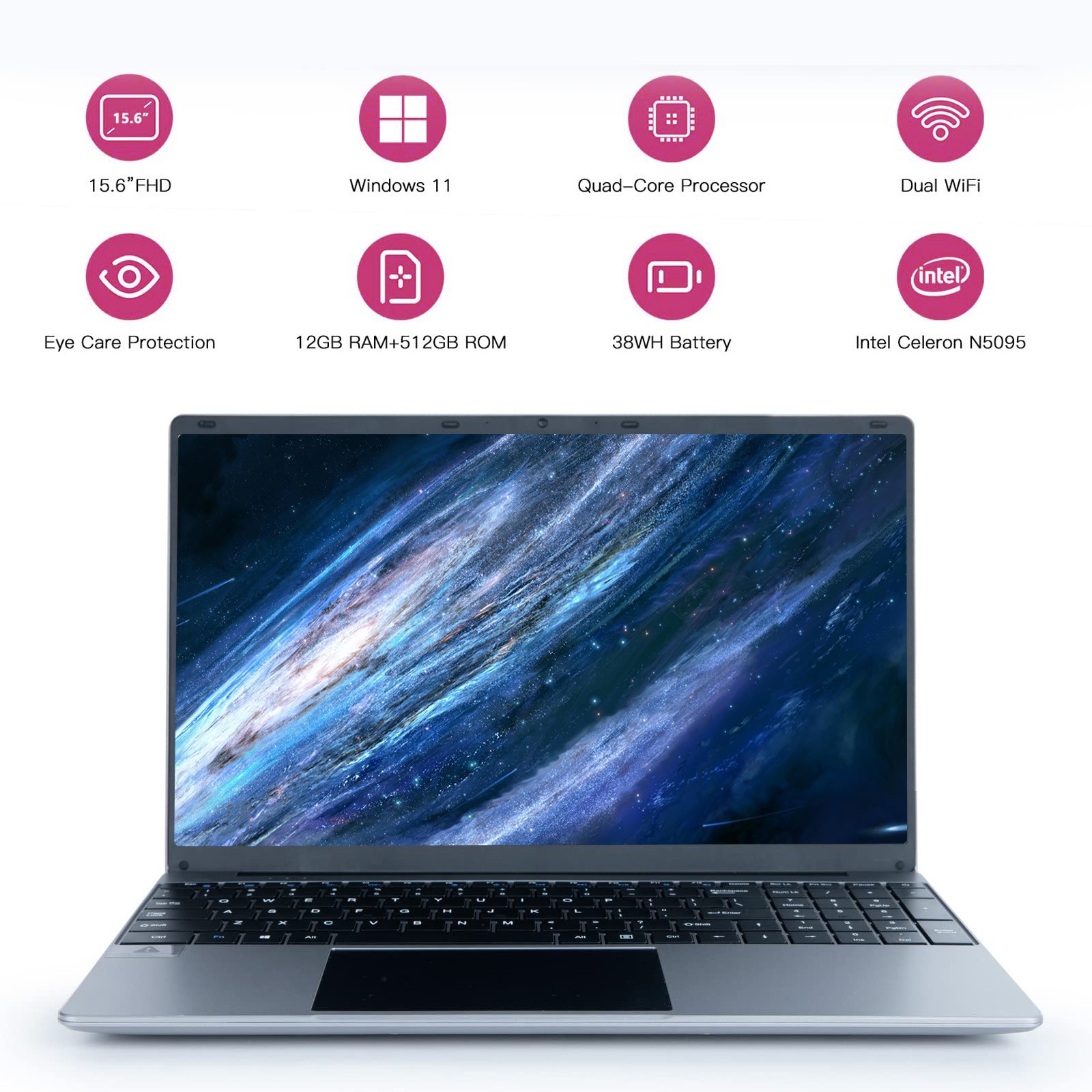 New 15.6″ Windows 11 Laptop, Intel Celeron N5095 12GB RAM 512GB SSD, Business