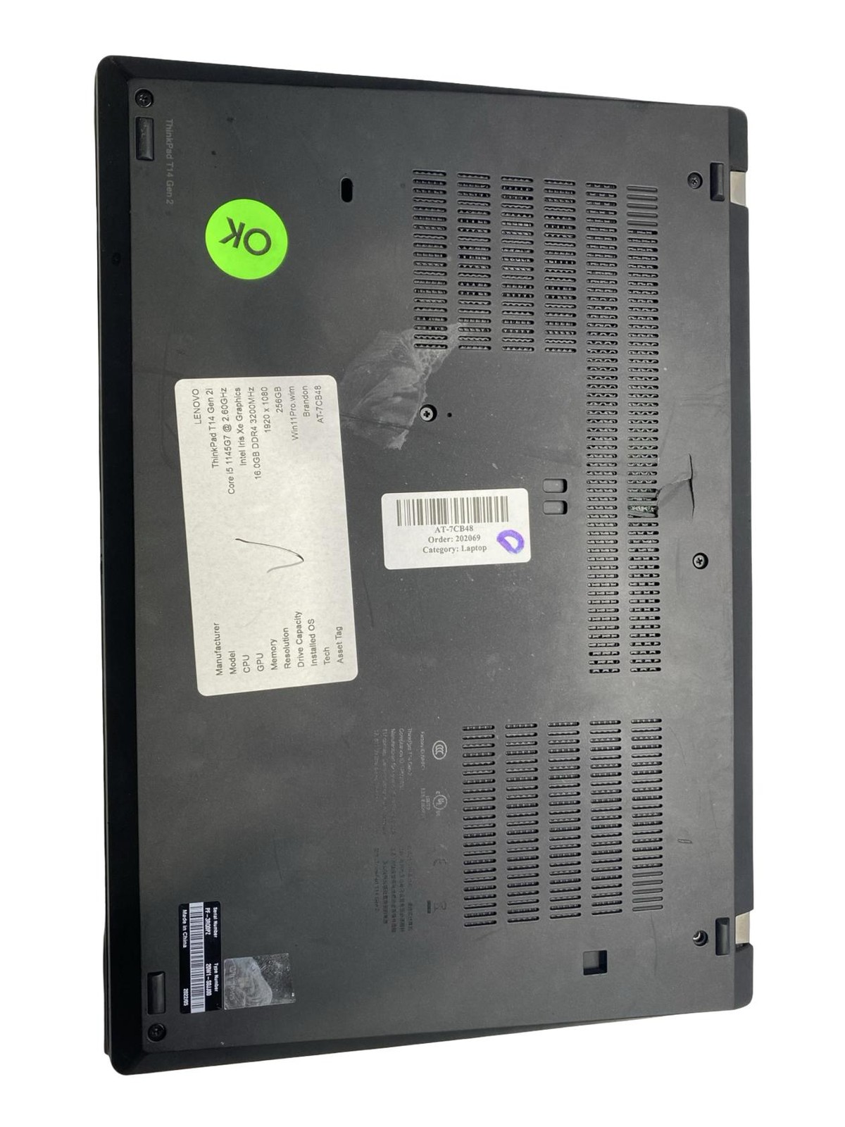 Lenovo ThinkPad T14 Gen 2i Core i5 1145G7 8GB 512GB Win11Pro Grade C Battery Inc
