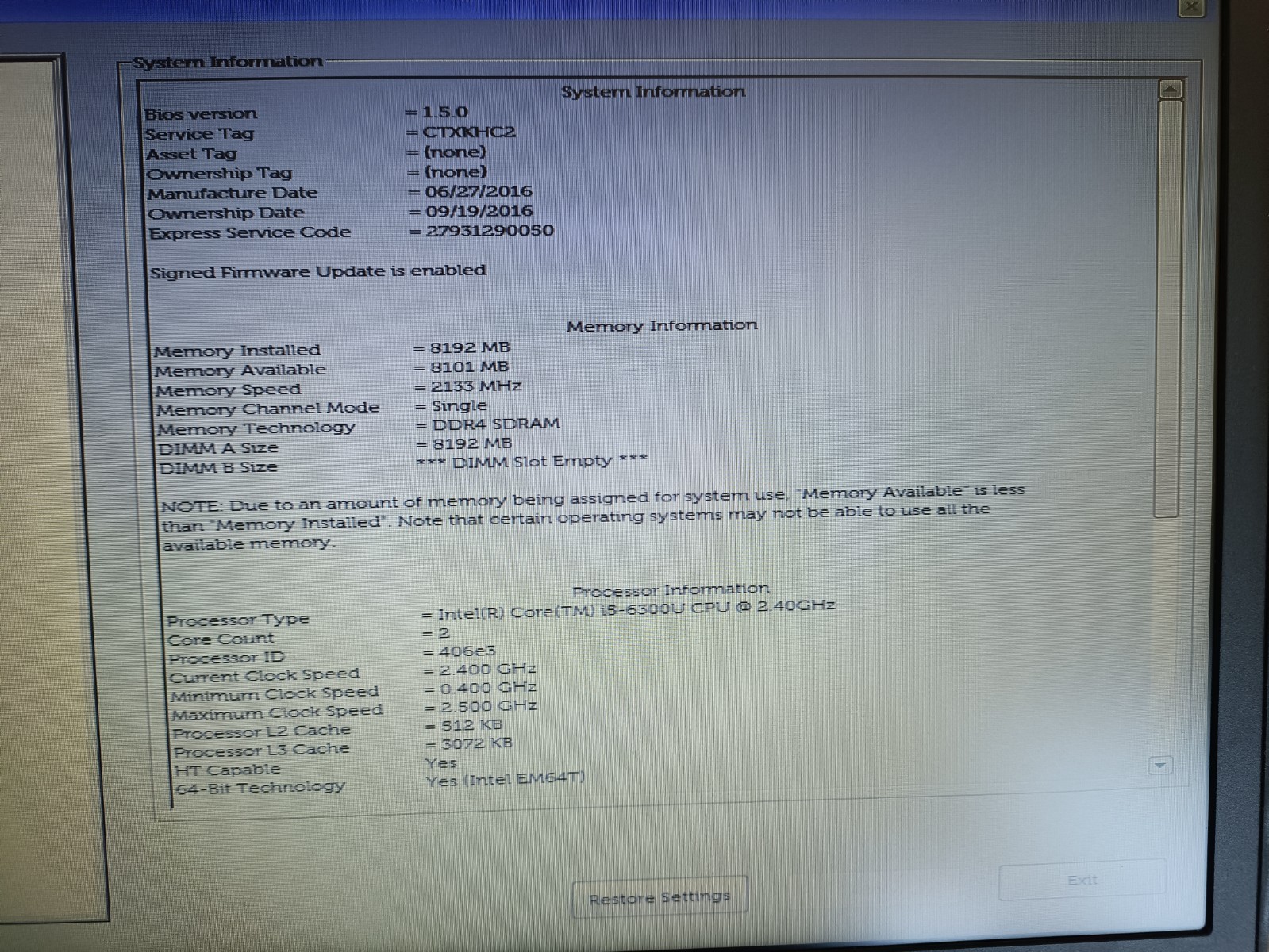 LOT of 2 – Dell Latitude E5470 i5-6300U 2.4GHz 8GB RAM WIN11 PRO NO SSD NO A/C