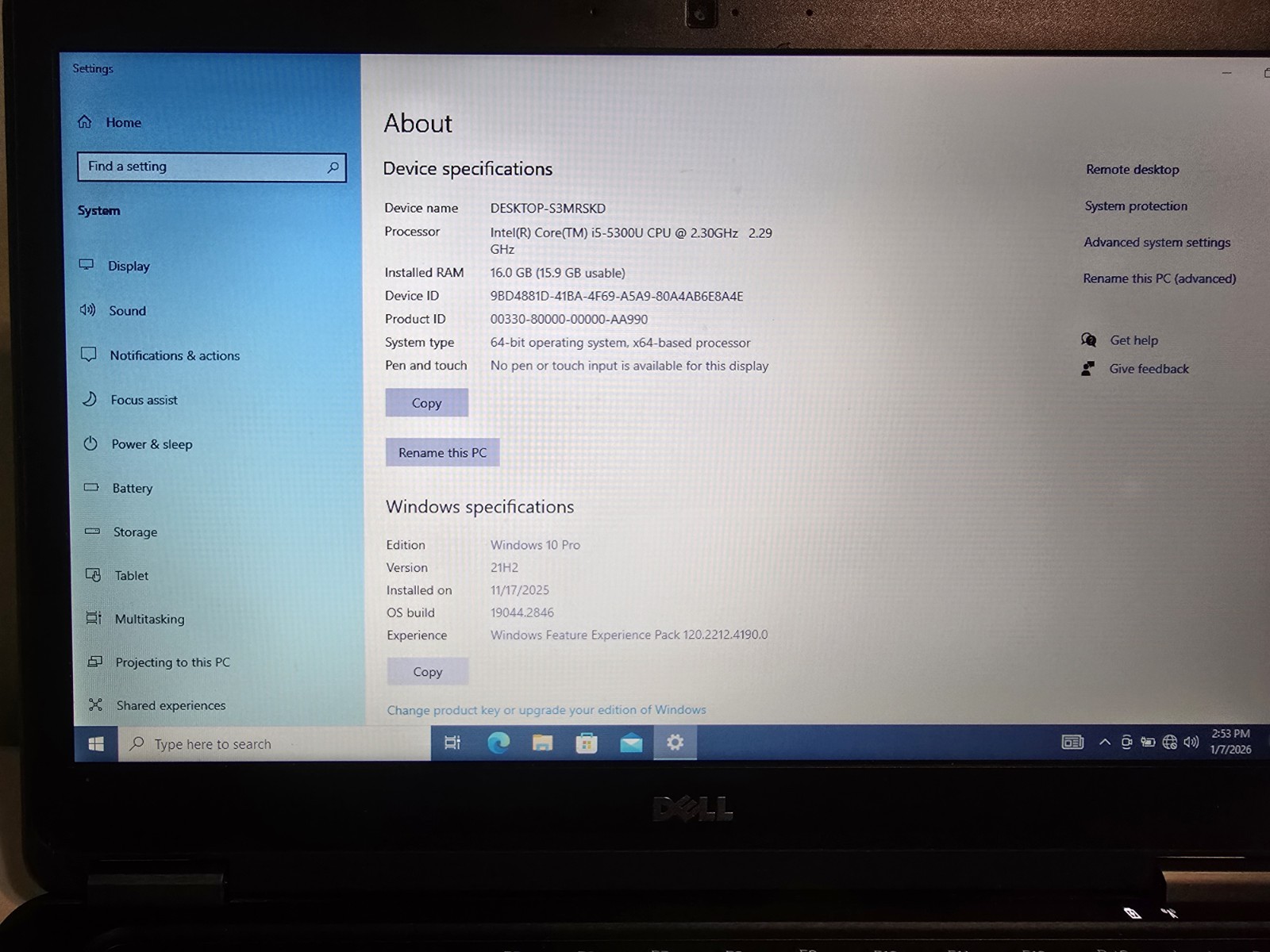 Dell E7450 14″ Laptop 16GB RAM Intel core i5-5300U CPU 2.30 GHz w/ power cord