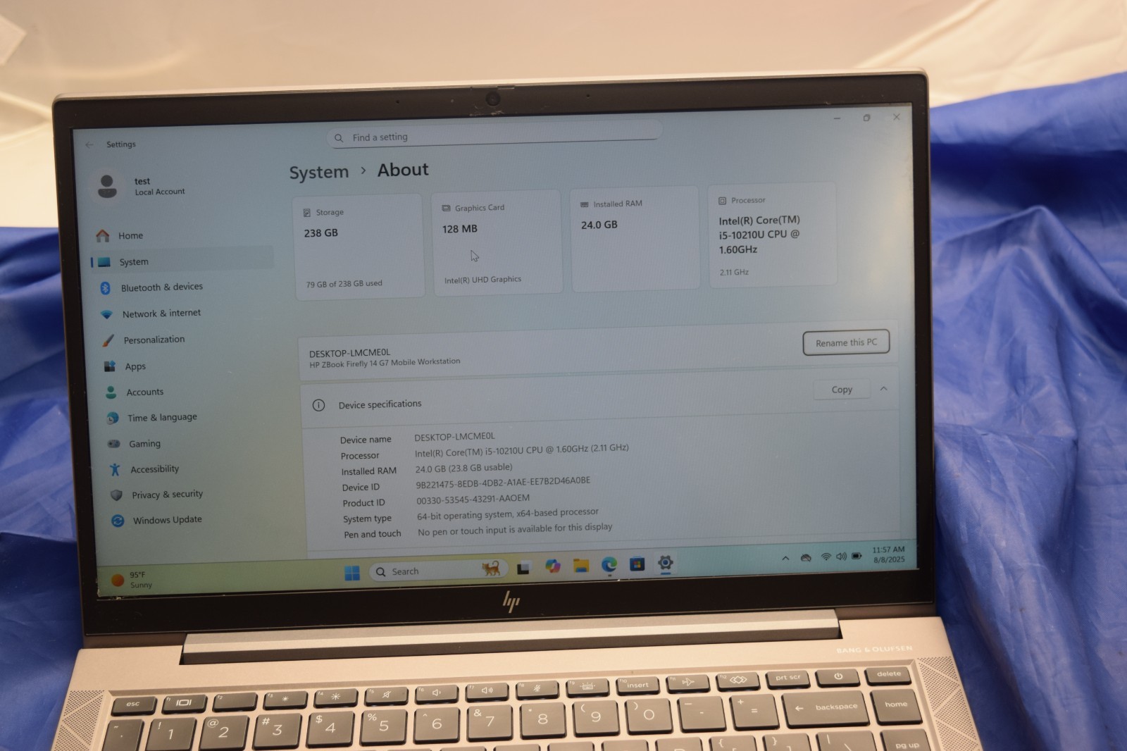 HP ZBook Firefly 14 G7 Intel Core i5-10210U 1.6GHz 24GB RAM 256GB SSD