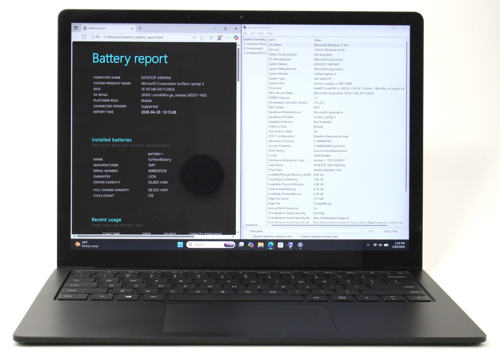 Microsoft Surface Laptop 3 13.5″ 1.2GHz i5-1035G7 256GB SSD 8GB RAM ; 6179737