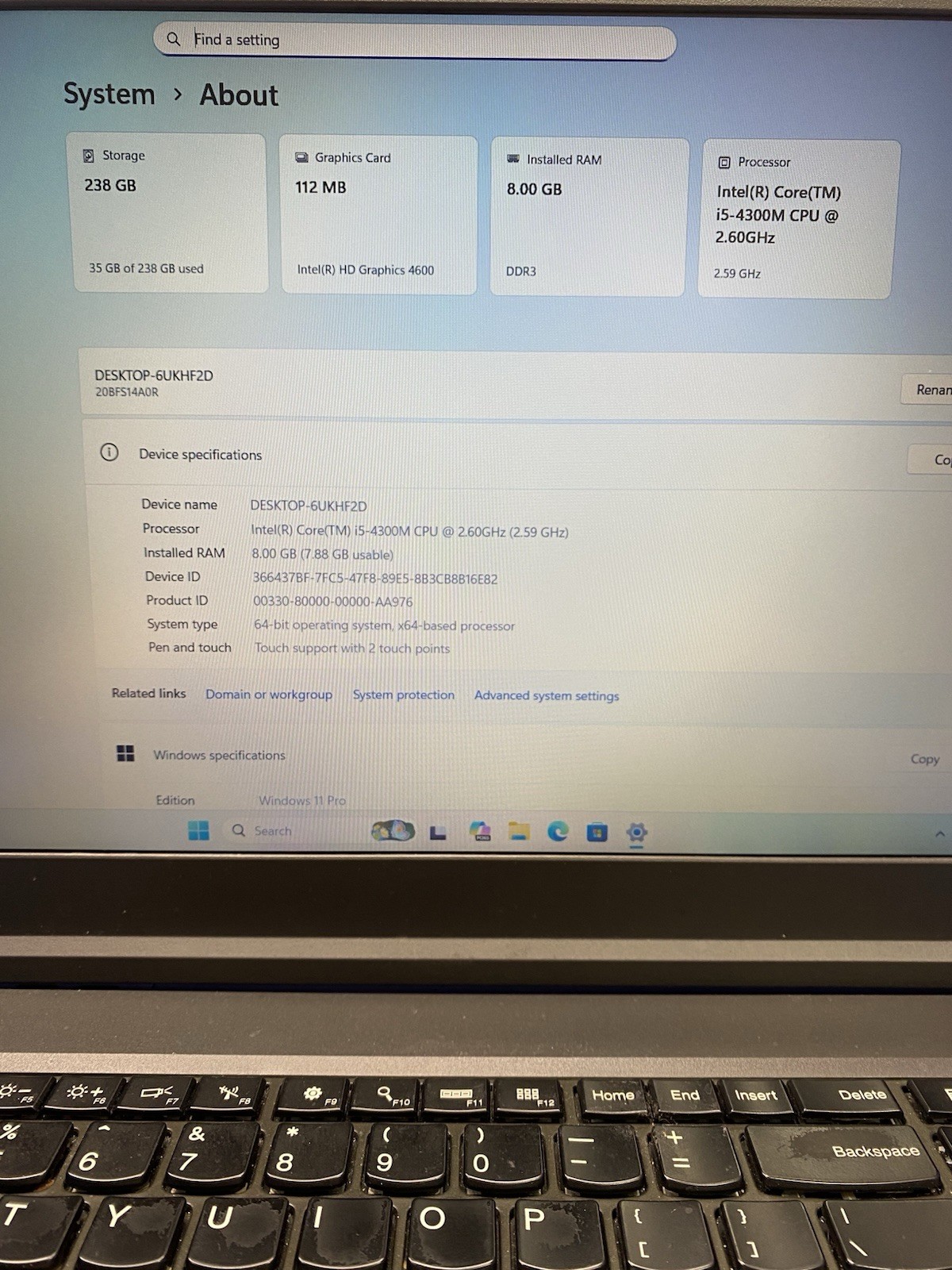 Lenovo ThinkPad T540p Core i5-4300M @ 2.60GHz 8GB RAM 256GB SSD Windows 11 Pro.