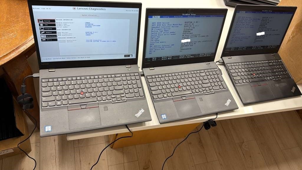 Lot of 40 Lenovo ThinkPad T570 15.6″ Core i5-6300U 8GB RAM 128GB SSD Boots Bios