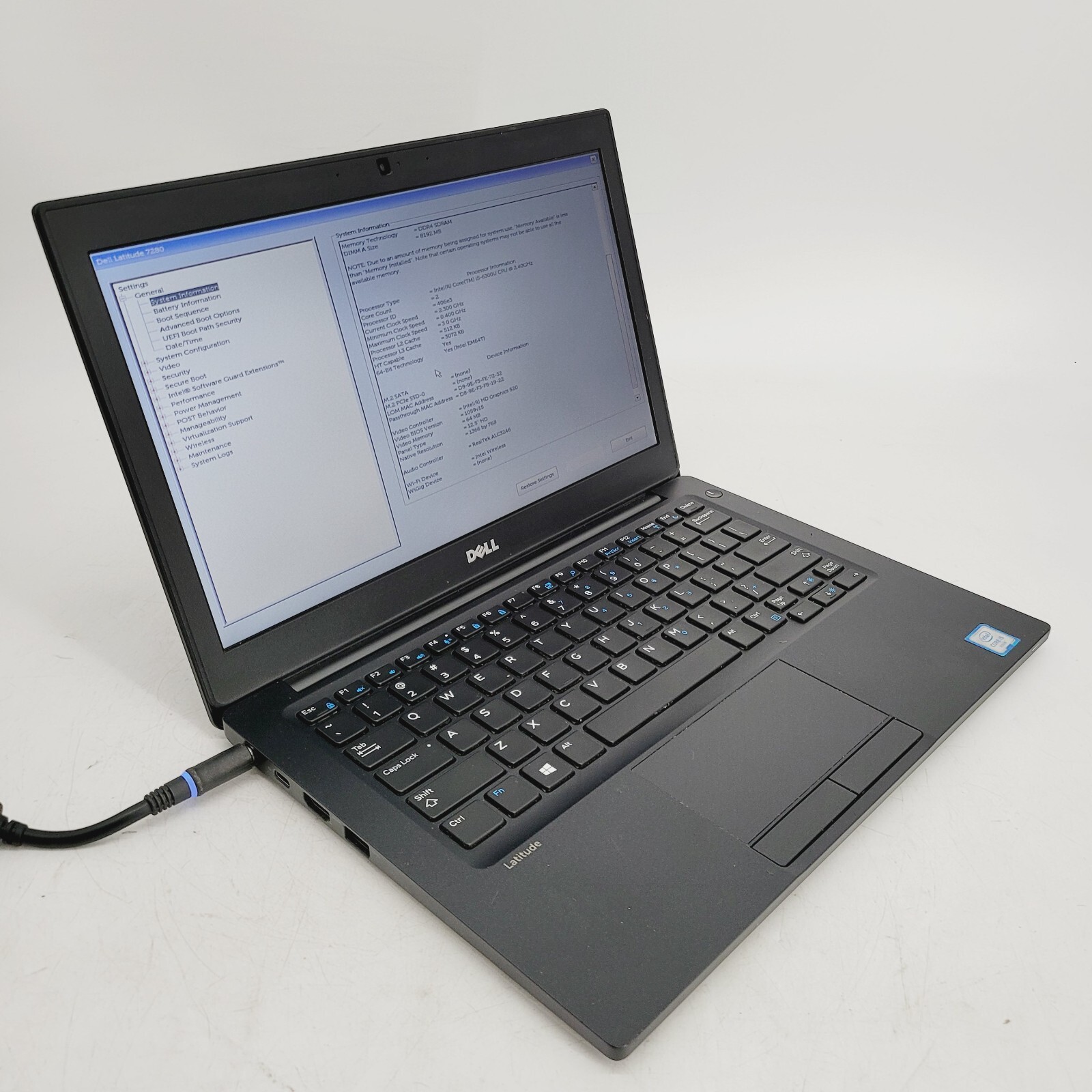 Dell Latitude 7280 Core i5-6300U 2.4GHz 4GB RAM No HDD 13″ ***Boot to Bios