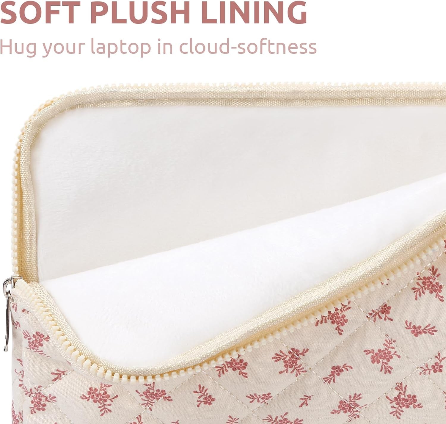 Puffy Laptop Sleeve 13 Inch Cute Quilted Laptop Protective Case Padded Floral