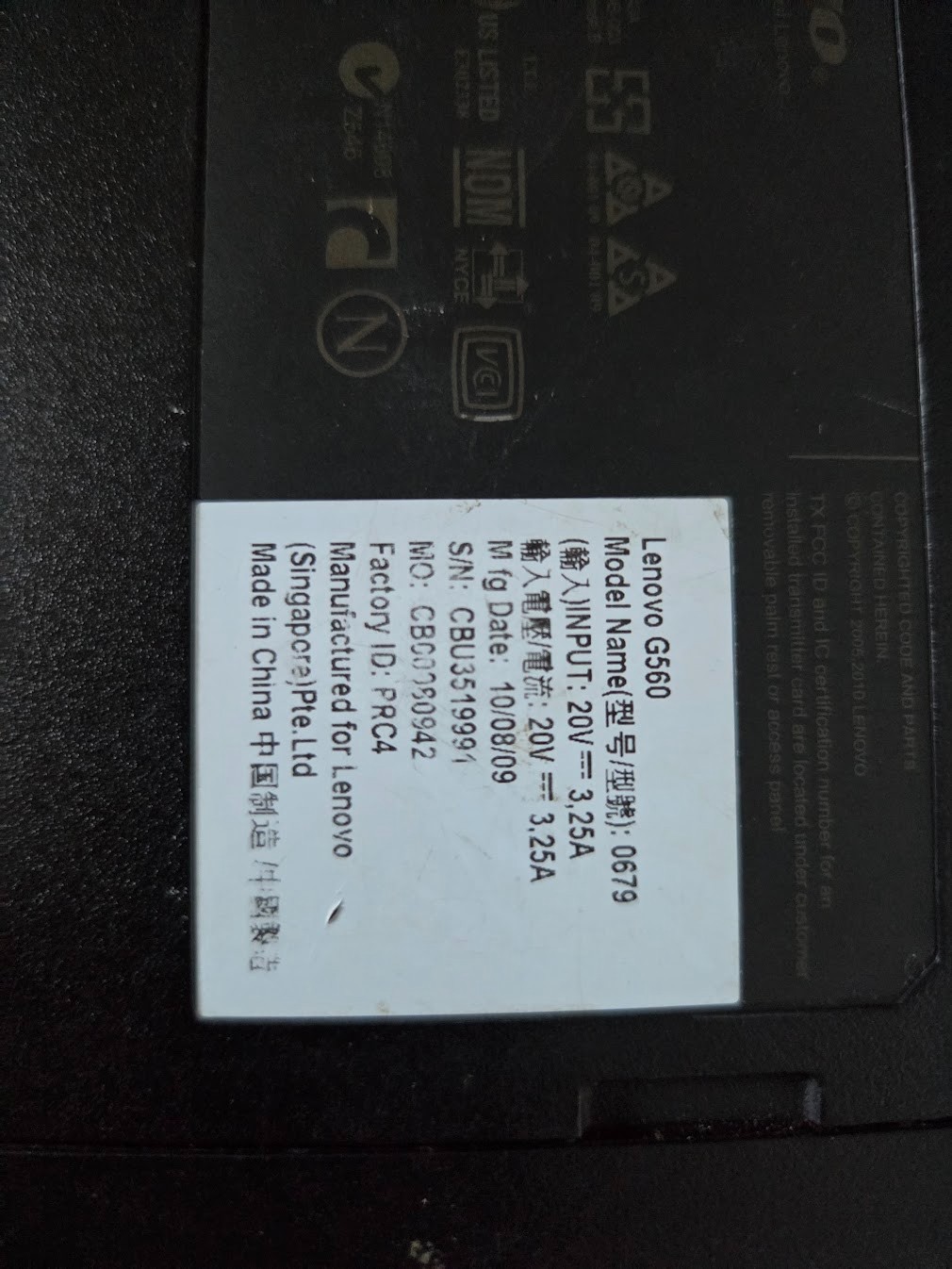 Lenovo G560 Laptop 15.6 Inch Display With Keyboard Damage And Webcam