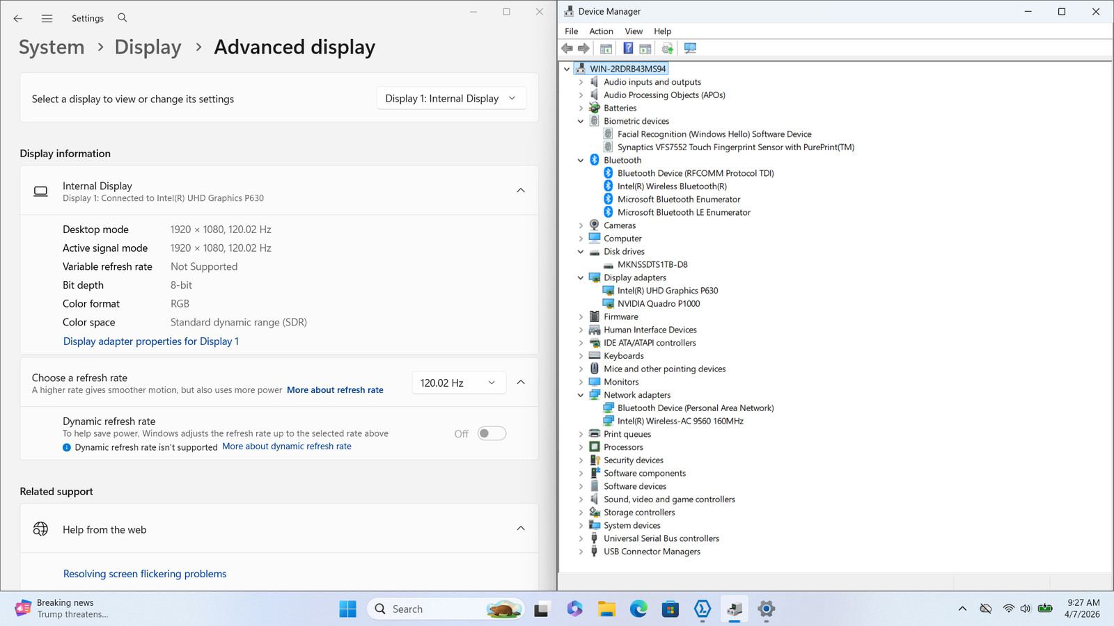 HP ZBook Studio G5 15″ FHD XEON E-2176M 1TB SSD 16GB W11P Quadro P1000 120Hz