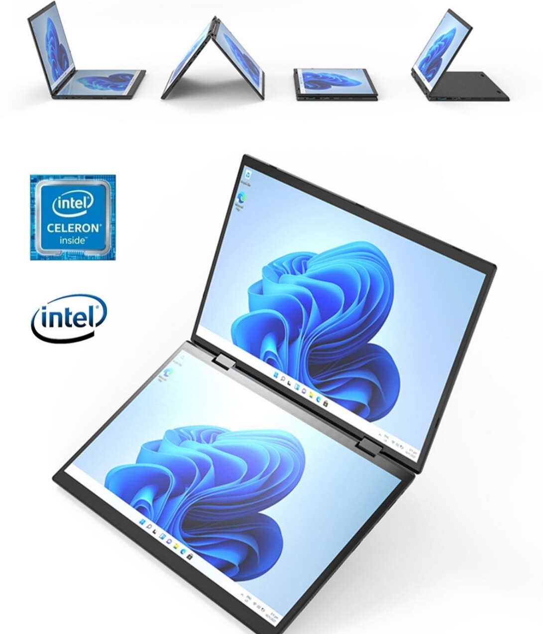 Laptop 14 Inch 2 In 1 Intel N95 Notebooks Dual Screen 16GB RAM 1TB 2240*1440