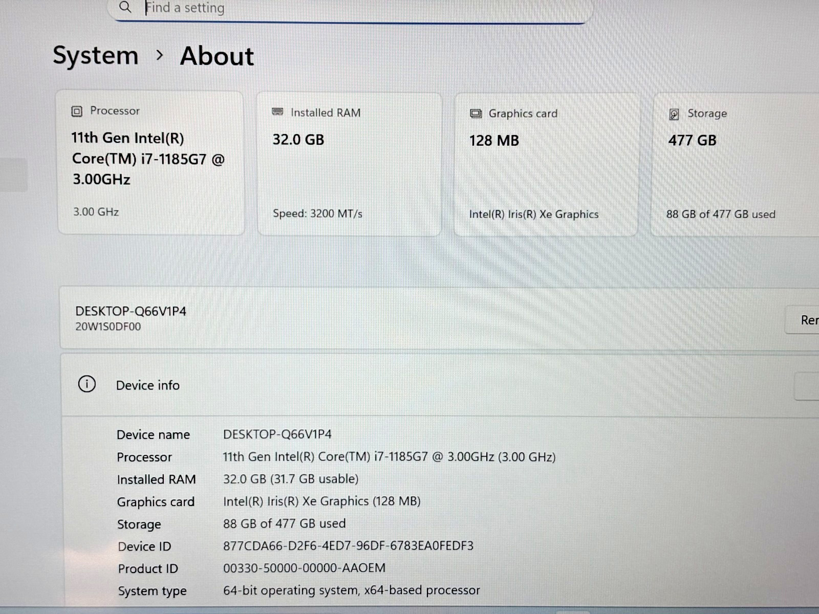 Lenovo ThinkPad T14 Gen 2 Intel i7-11th Gen 3.00GHz 32GB RAM 512GB SSD W 11 Pro*