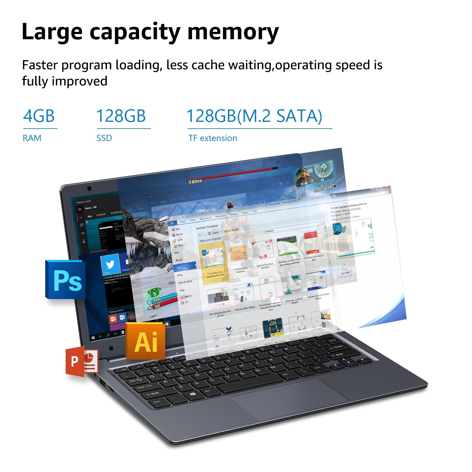 CHUWI Herobook Air Laptop 11.6″ Intel Celeron 4GB RAM 128GB SSD Windows 11 HDMI