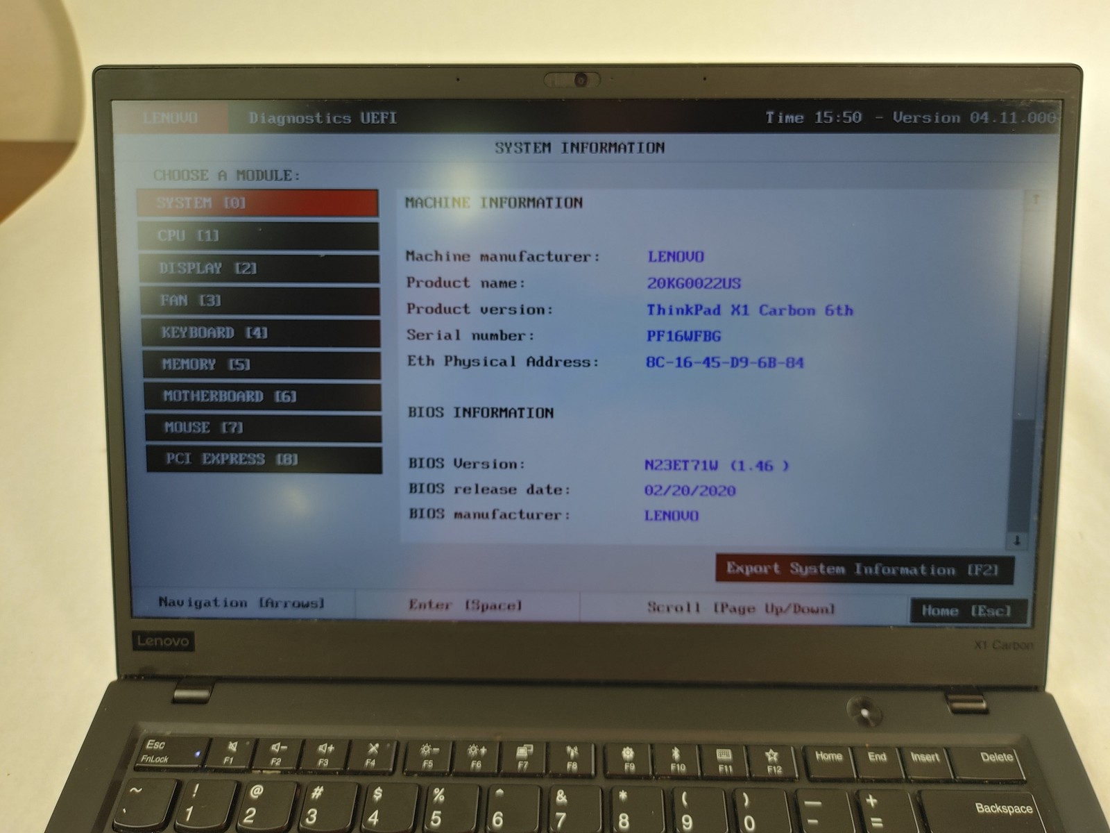 Lenovo ThinkPad X1 Carbon 6th Core i7-8550U 1.80 GHz 16 GB DDR3 No HDD