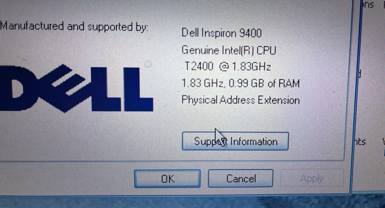 Dell Inspiron E1705 Laptop 1 GB ram 60 GB hdd 1.83 Ghz Win XP Tested and Working