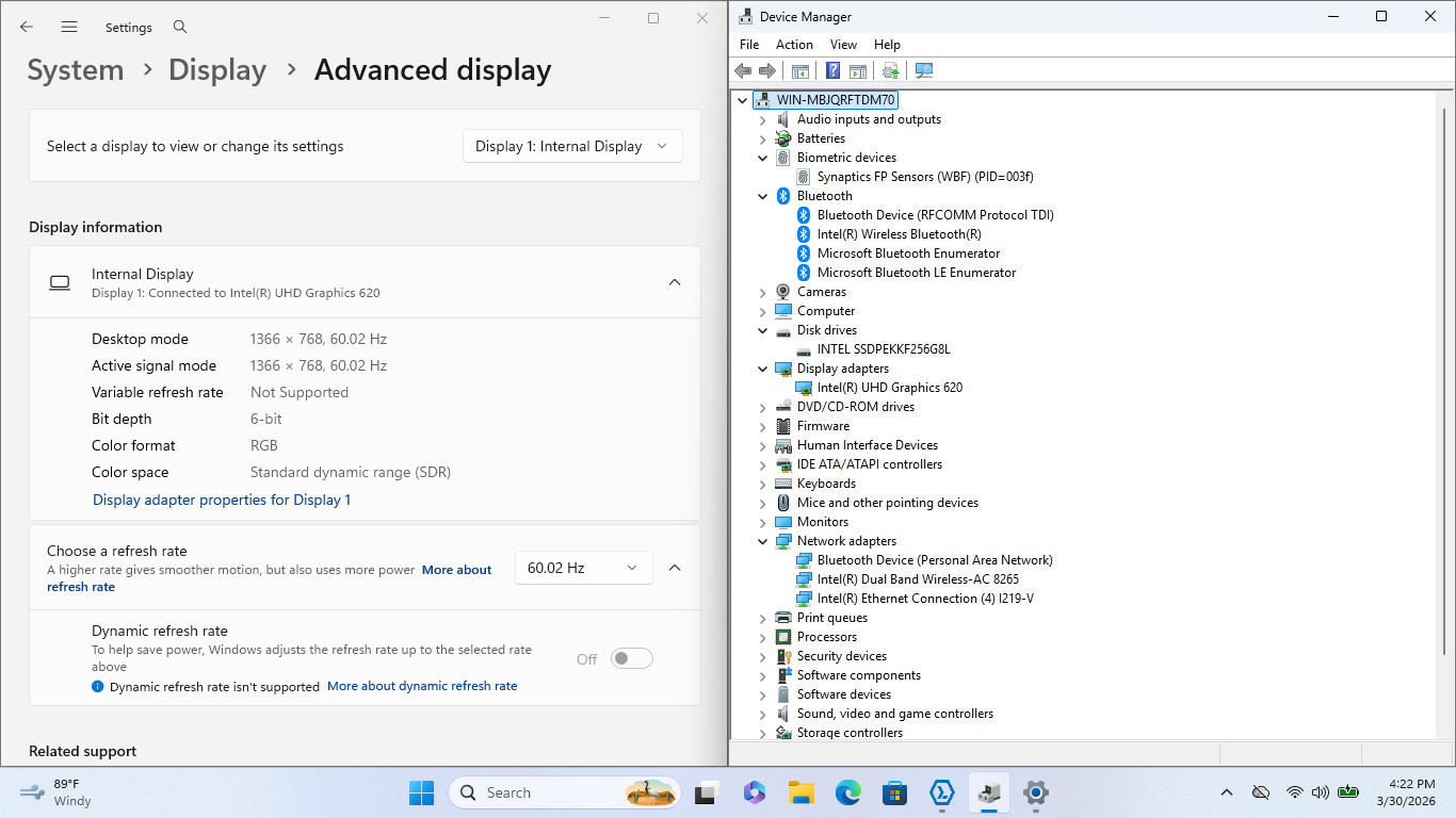 HP Probook 650 G4 15″ HD I5-8250U 256GB SSD 16GB W11P Webcam Backlit FPR *READ*