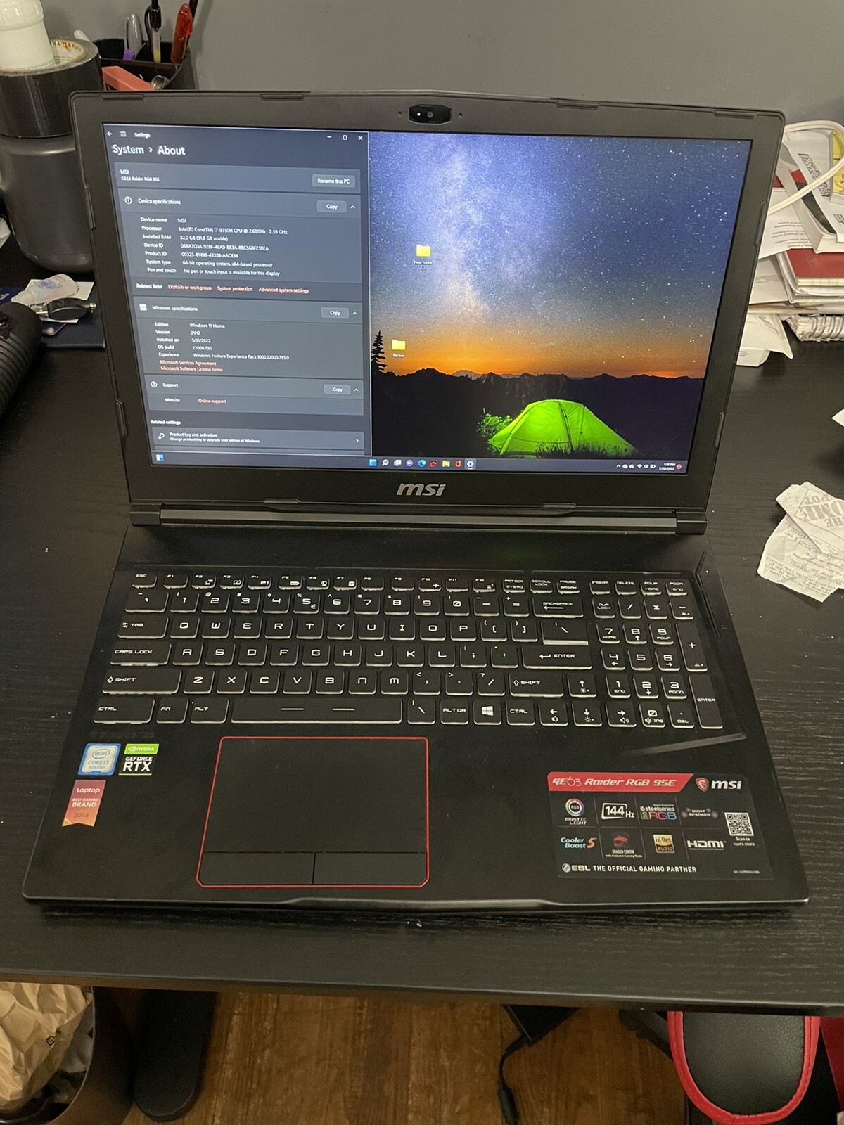 MSI GE63 Raider RGB 9SE – i7-9750H 2.60GHz, 32GB RAM, 512GB+1TB HDD, RTX 2060