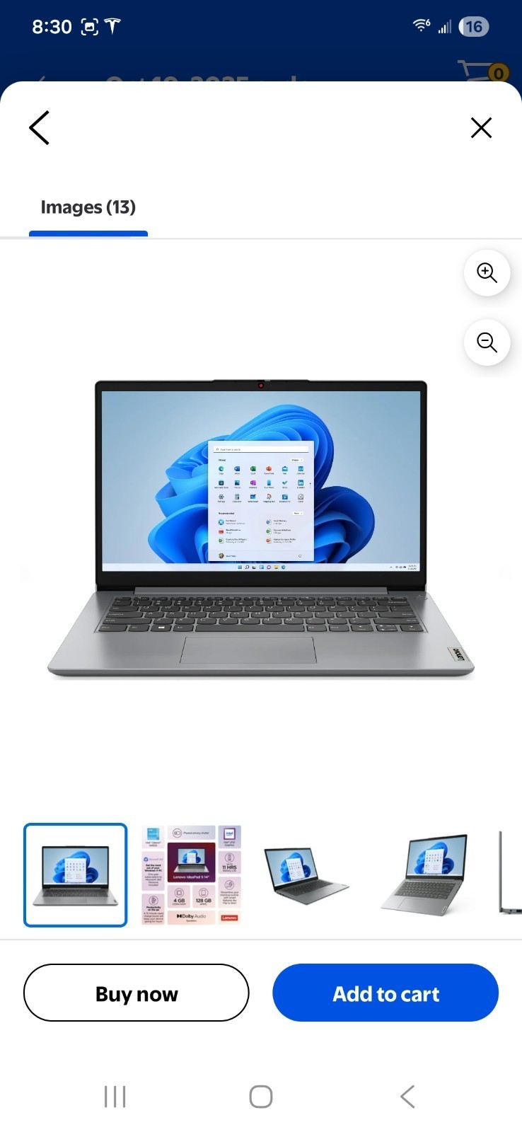 Lenovo IdeaPad 1i 14″ HD Laptop, Celeron N4500, 4GB RAM, 128GB eMMC, Win 11 S