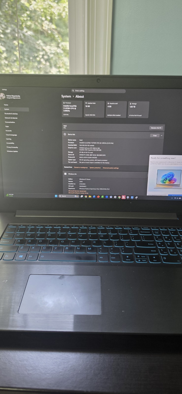 Lenovo Ideapad L340 Gaming Intel i7-975H @2.60Gz 16GB RAM 1TB HDD 117GB SSD