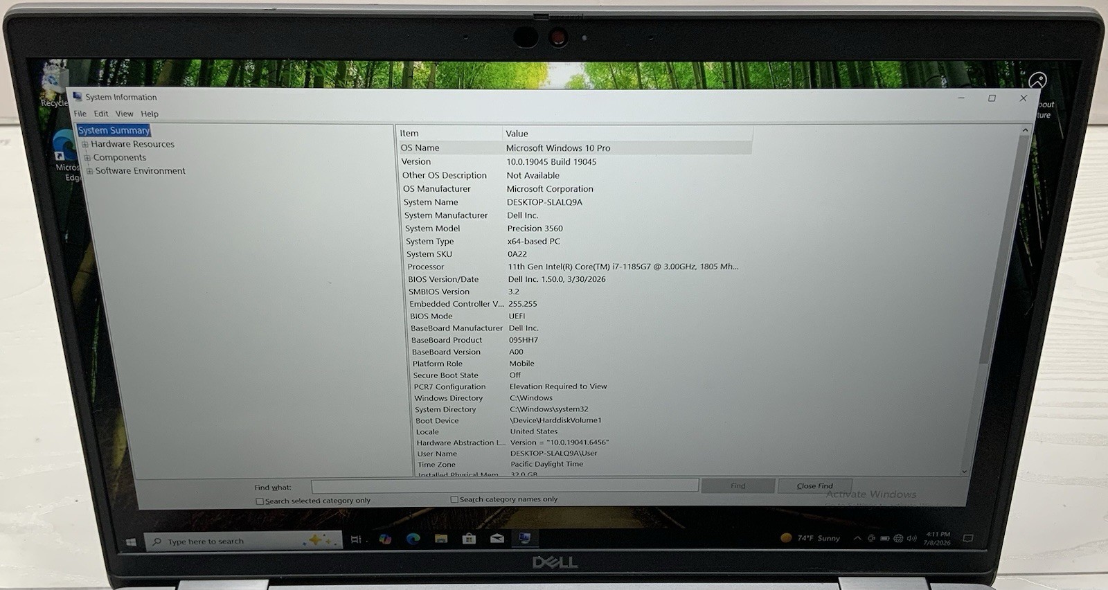 Dell Precision 3560 15.6″ i7-1185G7 3.0GHz 32GB Ram 512GB NVMe T500 Win 10 Pro
