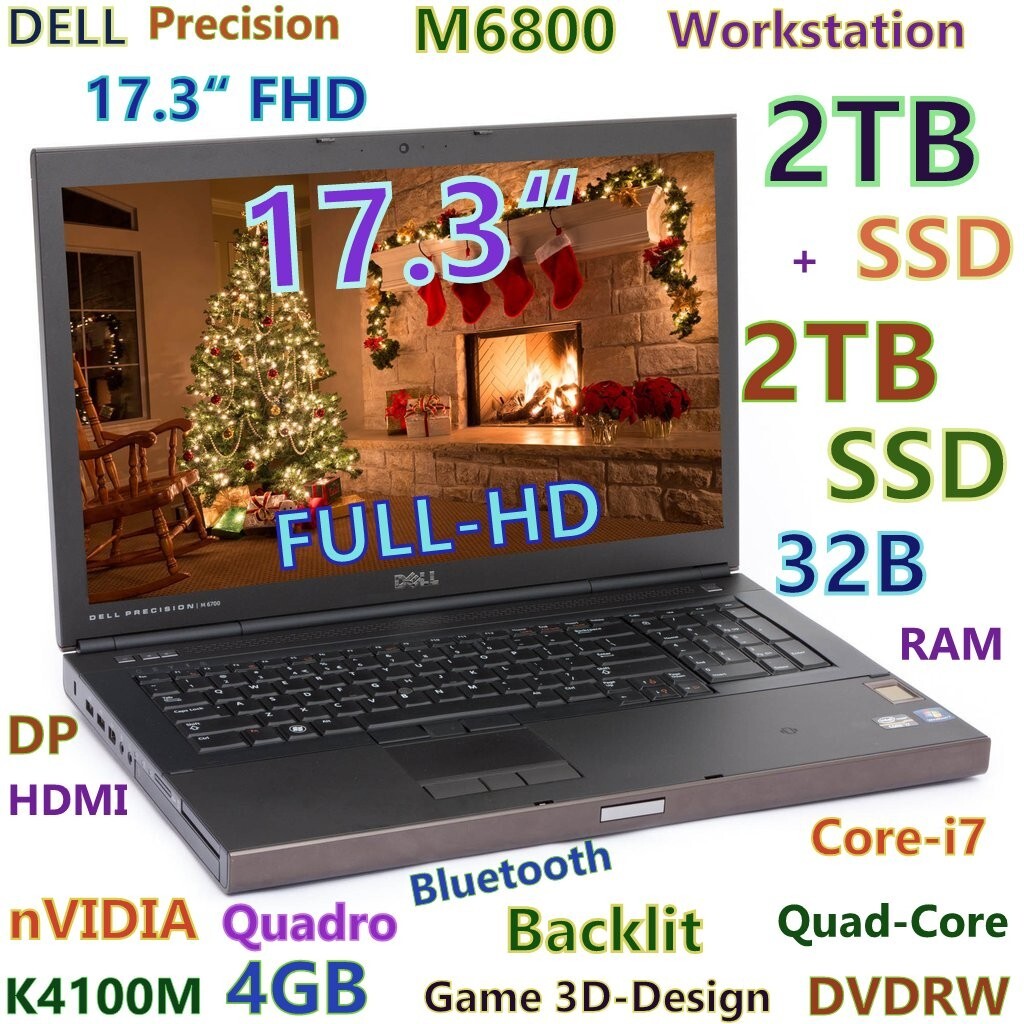 Workstation DELL M6800 i7-Quad FAST 4TB SSD 32GB 17.3″ FHD Quadro K4100M 4GB