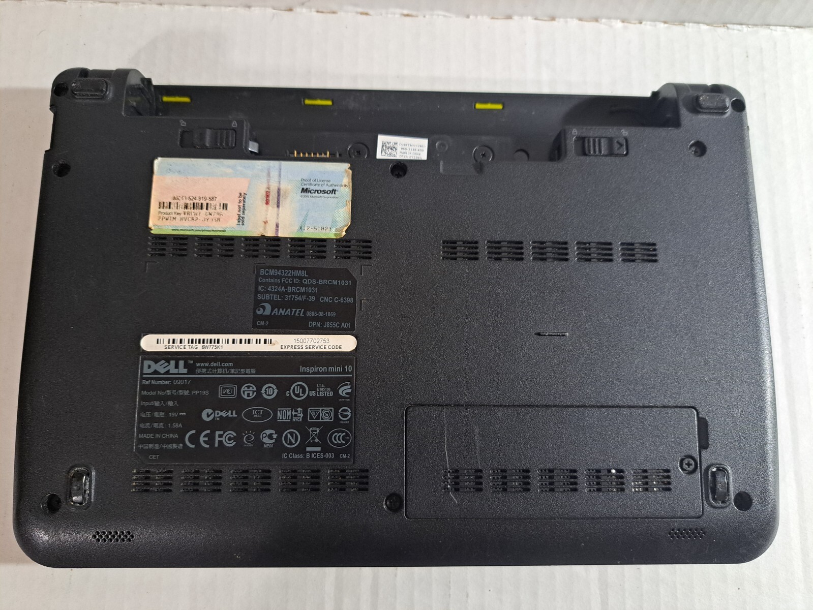 DELL INSPIRON MINI LAPTOP PC INTEL 1GM RAM 160GB HDD WINDOWS XP PARTS ONLY