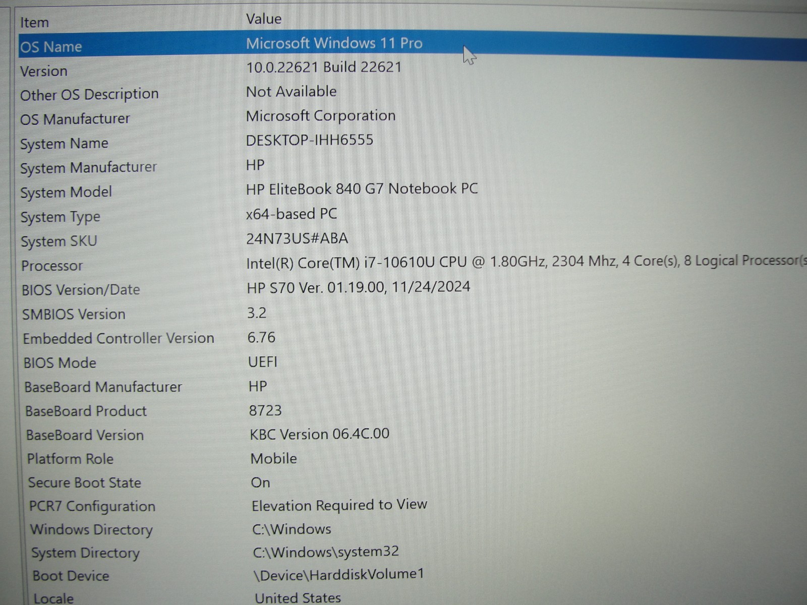 HP EliteBook 840 G7 14”FHD Intel Core i7-10610U 1.8GHz 8GB SSD Reset 256GB