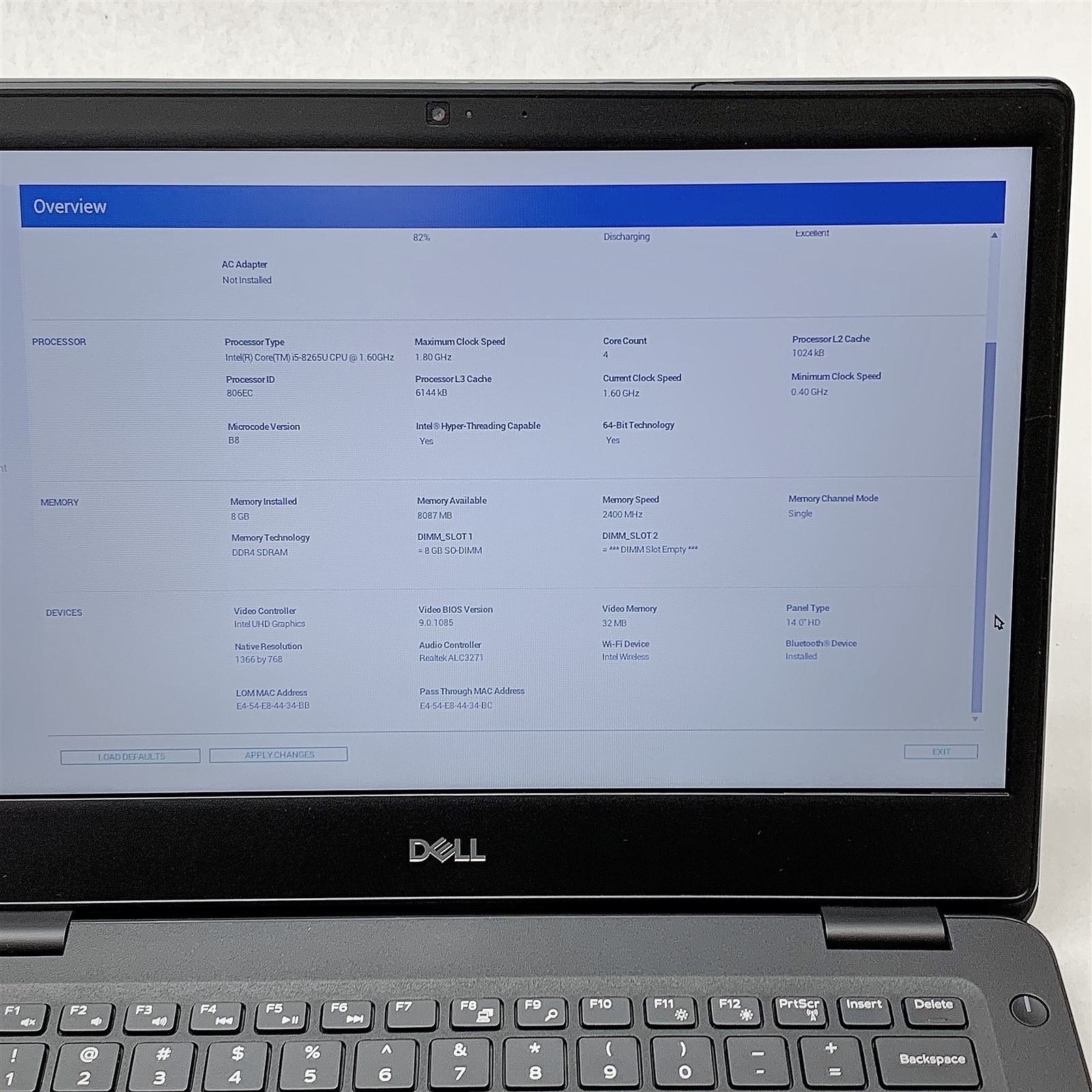 Dell Latitude 3400 Laptop i5 8265U 1.60GHZ 14″ HD 8GB RAM 256GB NVMe Windows 11