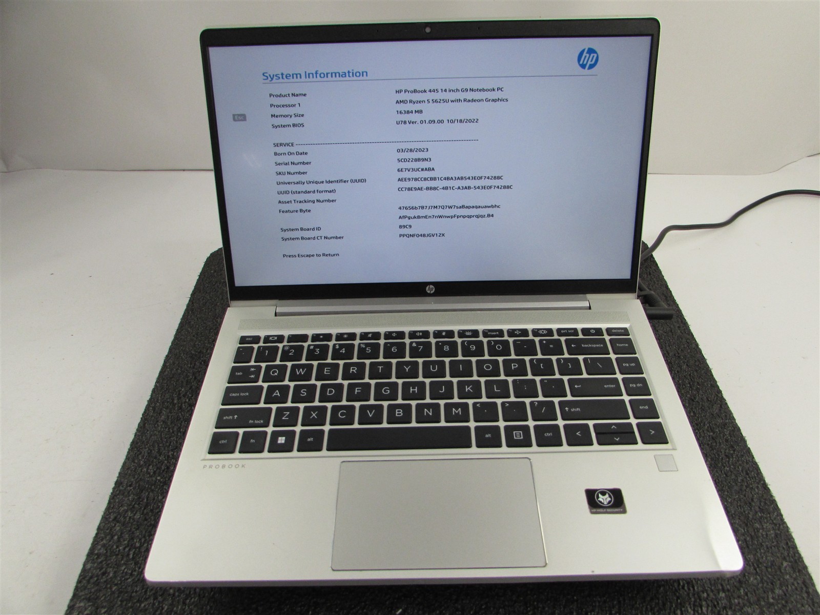HP PROBOOK 445 (G9) FHD AMD RYZEN 5 5625U 512GB SSD 16GB RAM AMD GPU NO O.S