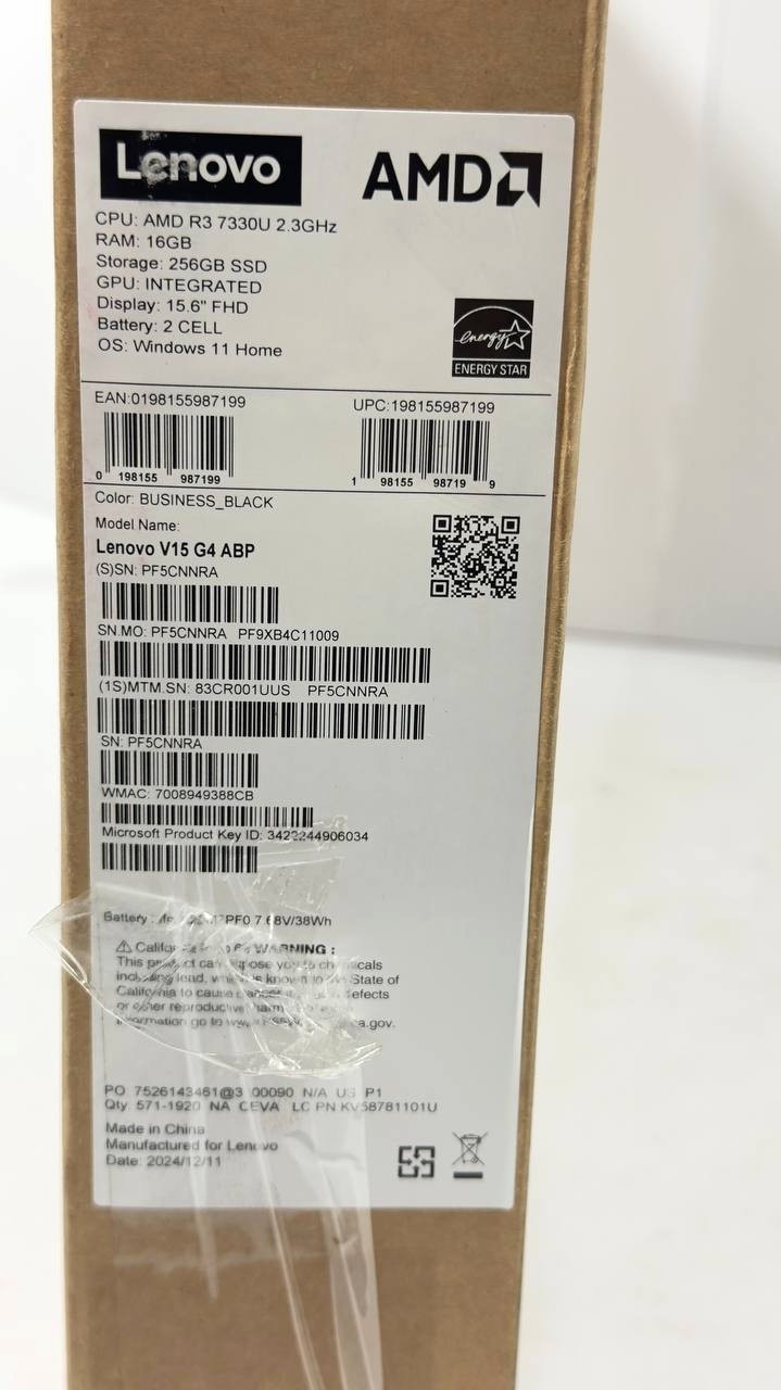 Lenovo V15 G4 15.6″ FHD Laptop Ryzen 3 7330U 16GB/256GB Win11H (AS IS) 83CR001UU